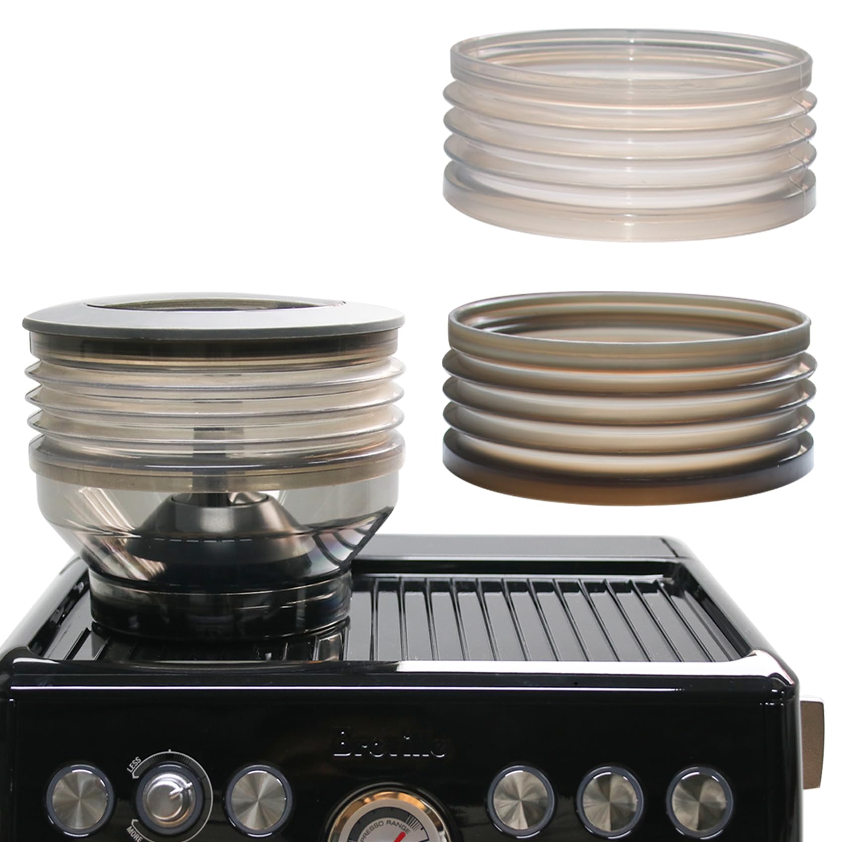 2 pieces Coffee Bellows compatible Breville Barista Express,silicone bellow for most Breville Espresso Machine (transparent black and transparent gray)