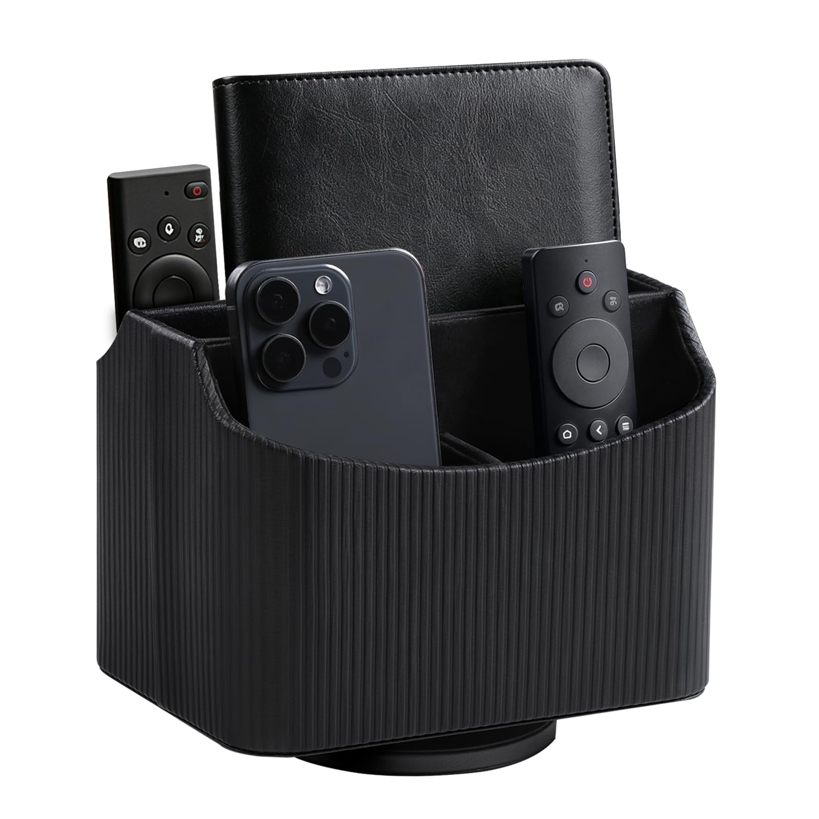 360° drehbarer TV-Fernbedienungshalter, Schreibtisch-Fernbedienungs-Organizer, Schwarz