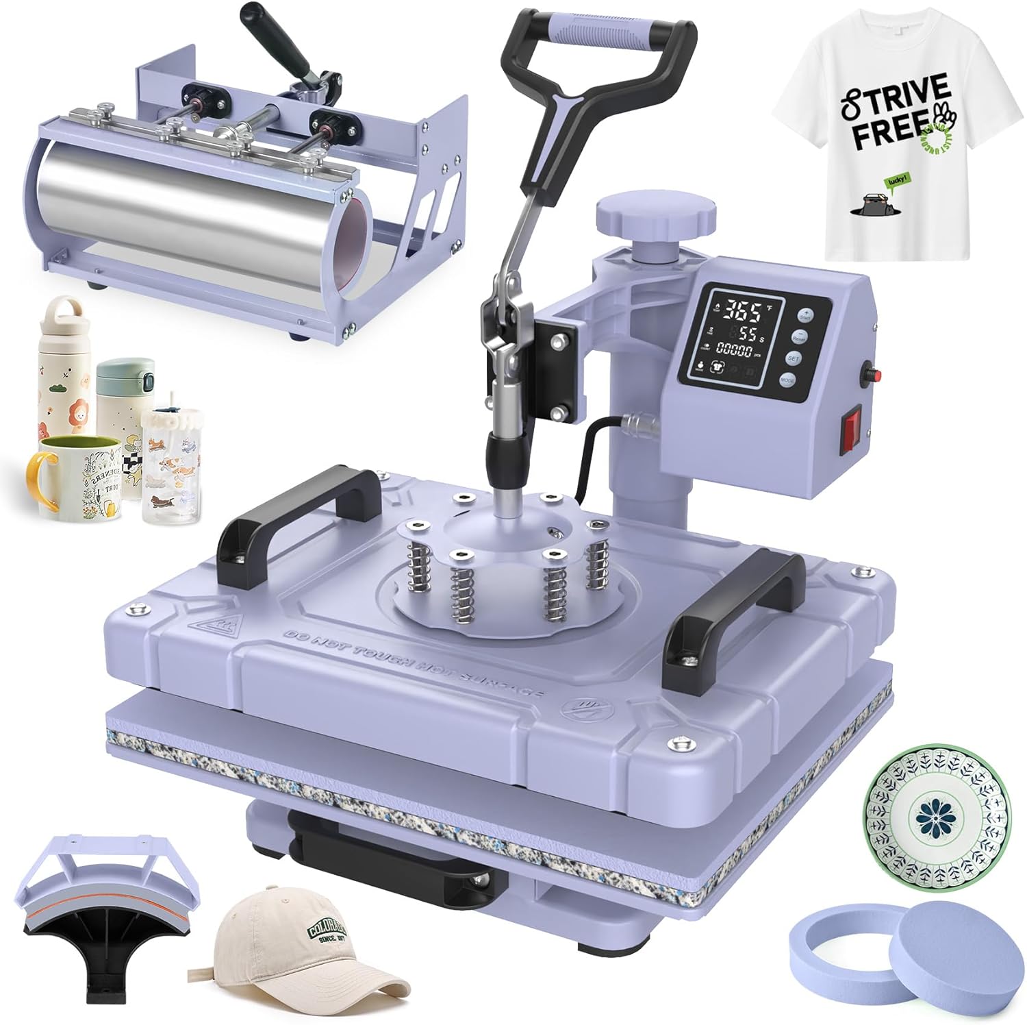 Termofijadora Seeutek 5 en 1, 12x15 Pulgadas, para Camisetas, Gorras y Tazas