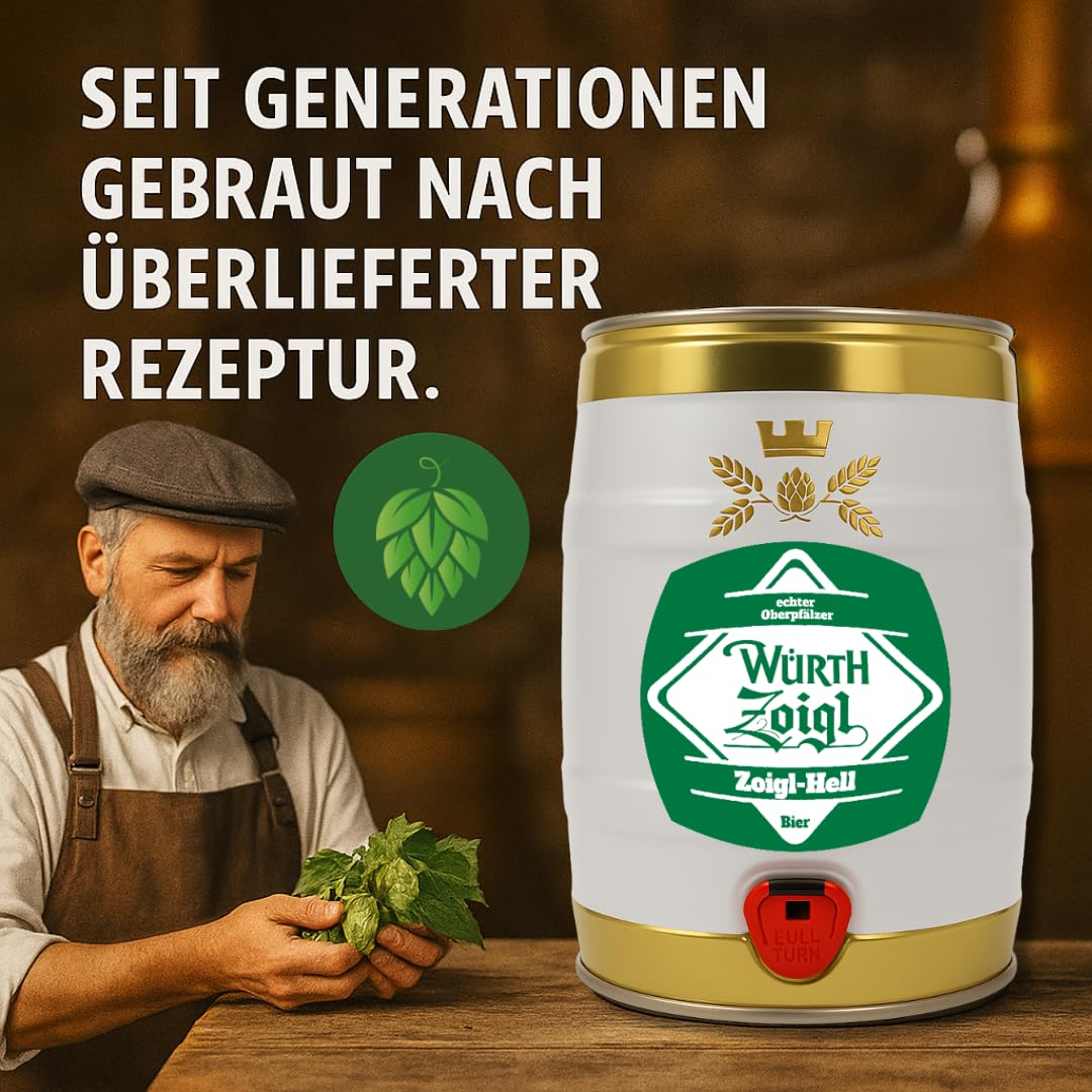 Zoigl Bier aus der Oberpfalz untergärig Partyfass 5 Liter - Brauerei Würth 5l