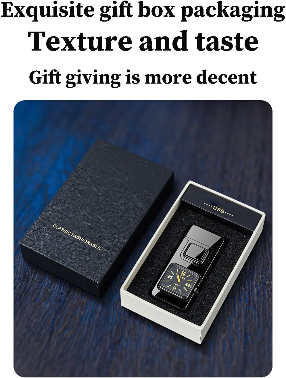 Multifunctional Creative Lighter with Integrated Watch, 2 in 1 Windproof Adjustable Refillable Jet Flame Lighters, Voice-Activated Dual-Fire Lighter, 5 Lgnition Modes for Men (2PCS-B)