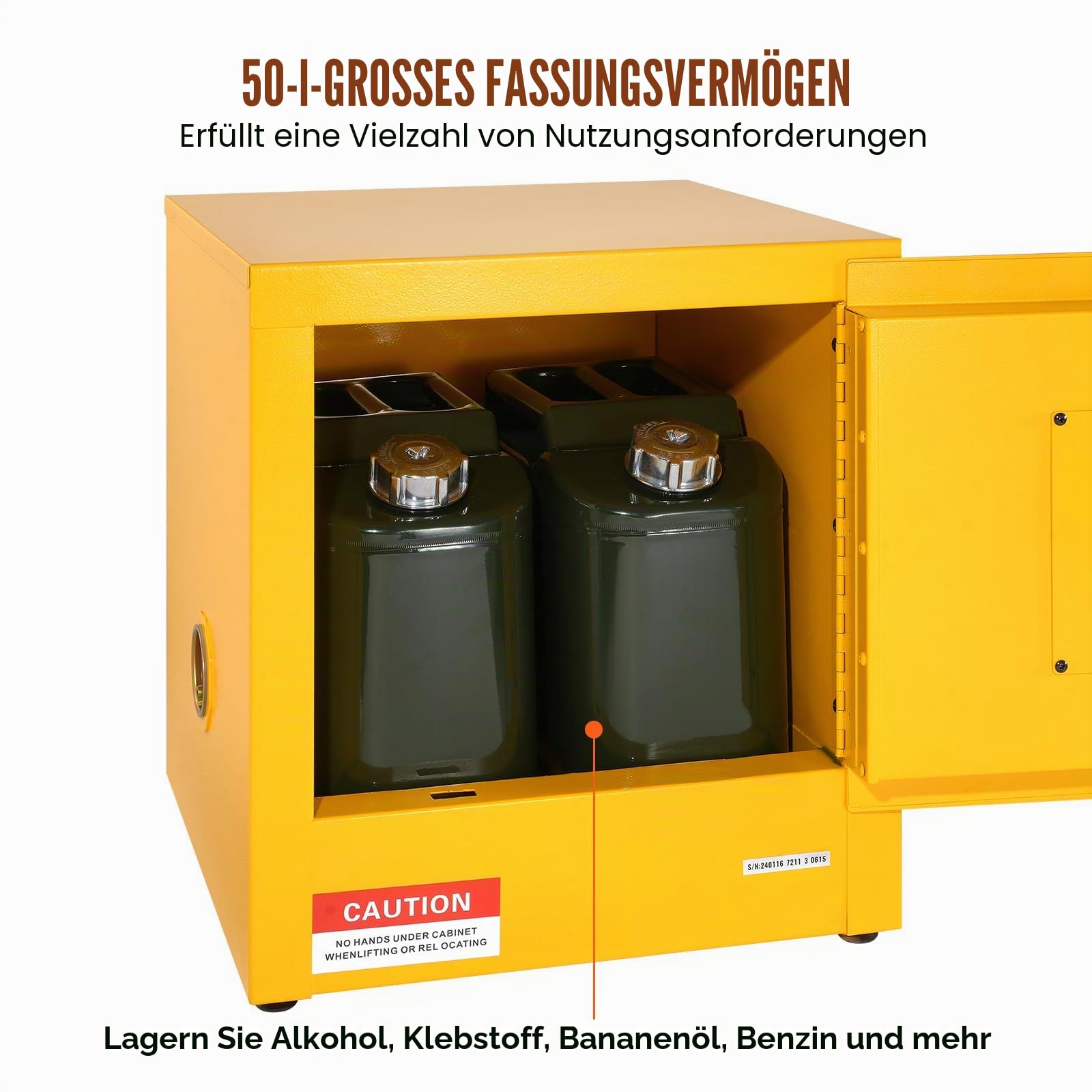 Mophorn Gefahrstoffschrank Gelb, 1 Tür verschließbar, Umweltschrank aus kaltgewalzter Stahl, 30 kg Gefahrstoffschrank Pflanzenschutzschrank Chemikalienschrank zur Aufbewahrung Lagerung