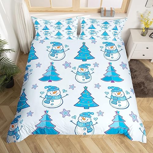 Miniatura 7 de Erosebridal Juego de funda de edredón de copo de nieve de invierno, juego de ropa de cama de Navidad para niños, niñas, adolescentes y mujeres,