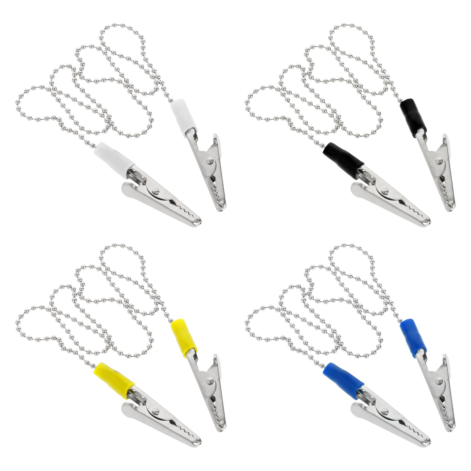 4 clip porta bavaglini con catena, catene per il collo in metallo per clinica odontoiatrica colorate, clip per bavaglini dentisti
