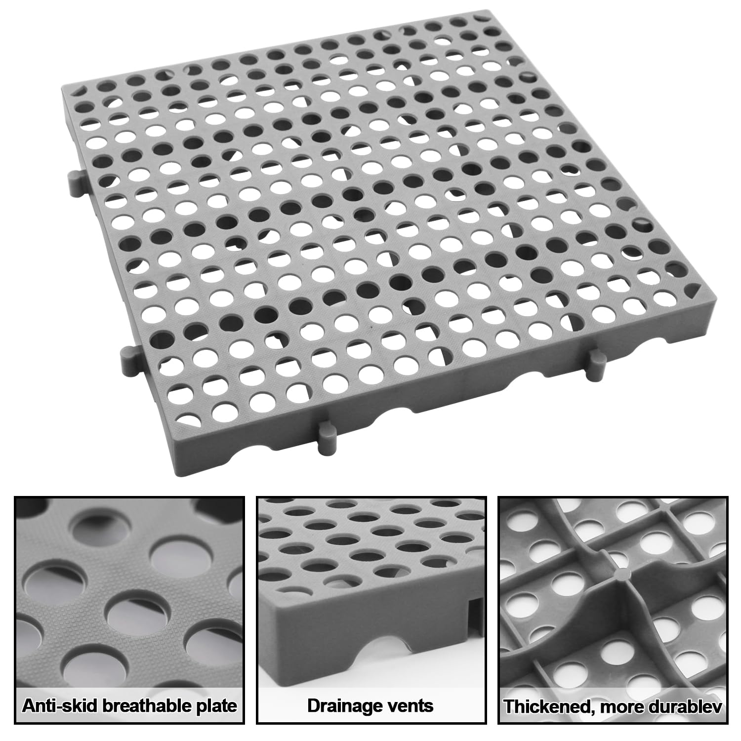 Paletas de plástico, 3 unidades, impermeables, rejillas de almacenamiento, rejillas transpirables, paletas de ventilación, paletas ligeras y anidables, paletas de plástico para almacenamiento