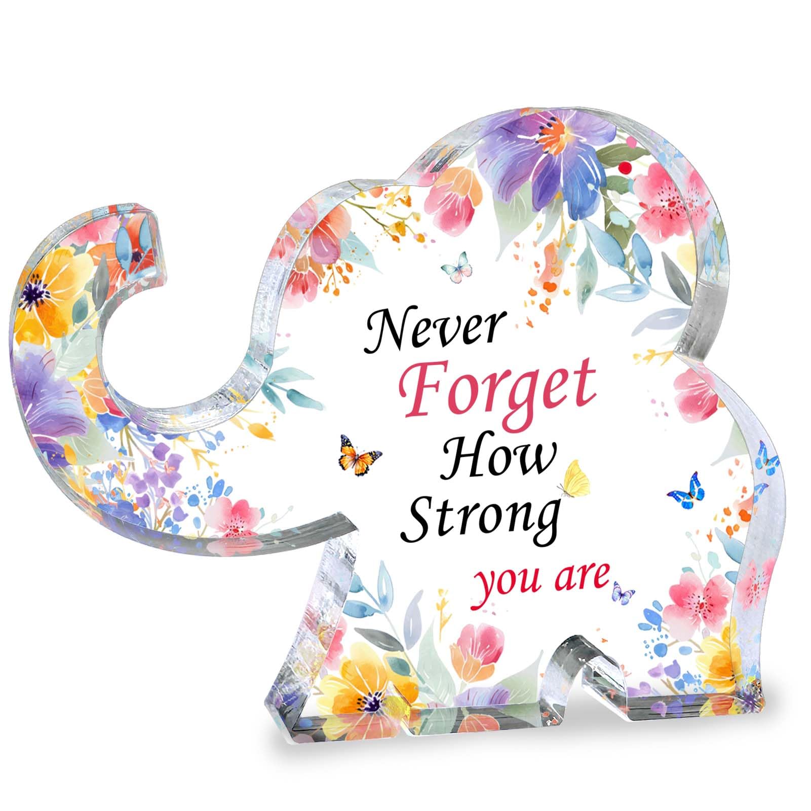 Inspirational Gifts for Women Elephant Gifts for Female Cheer up Gifts for Women Acrylic Elephant Shape Desk Decorative Sign Office Desk Accessories Gift for Mom Aunt Sister Daughter