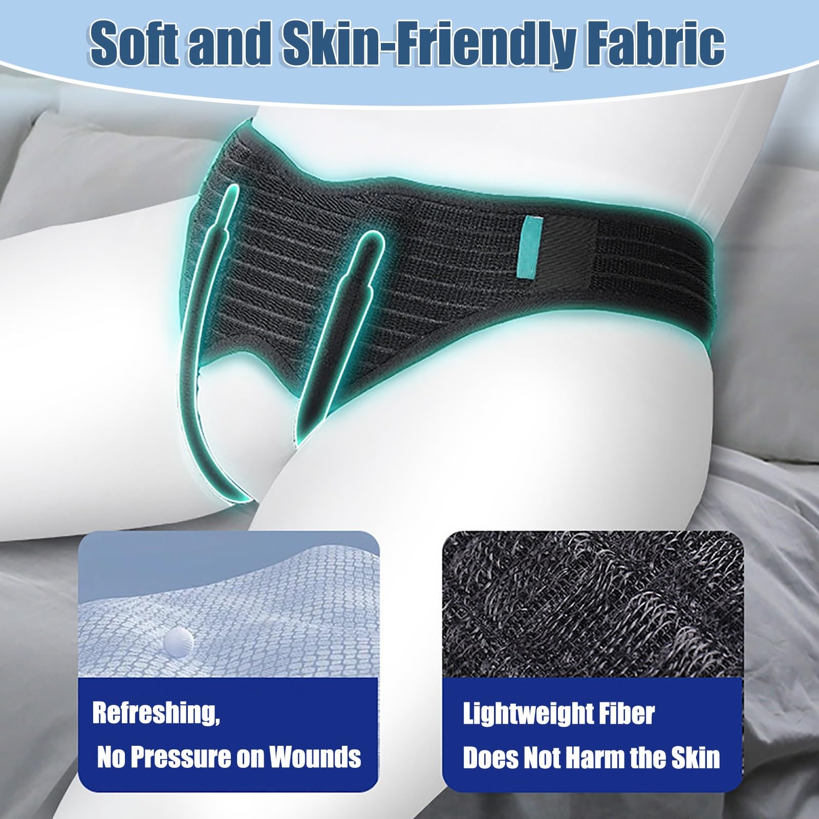 Faja Hernia Inguinal Hombre Mujer, 4 Almohadillas, Cintura Ajustable | Truss fino para hernia inguinal simple o doble. Tejido transpirable, sujeción segura(Medium)