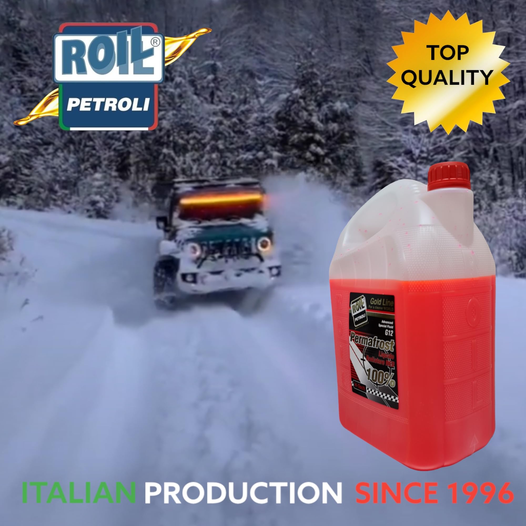 Roil PERMAFROST ANTIGELO Rosso G 12 SUPERCONCENTRATO Diluito al 50% con Acqua, Si ottengono 10 Litri di Liquido Pronto all'Uso con Protezione -40° +120° (5 kg.)