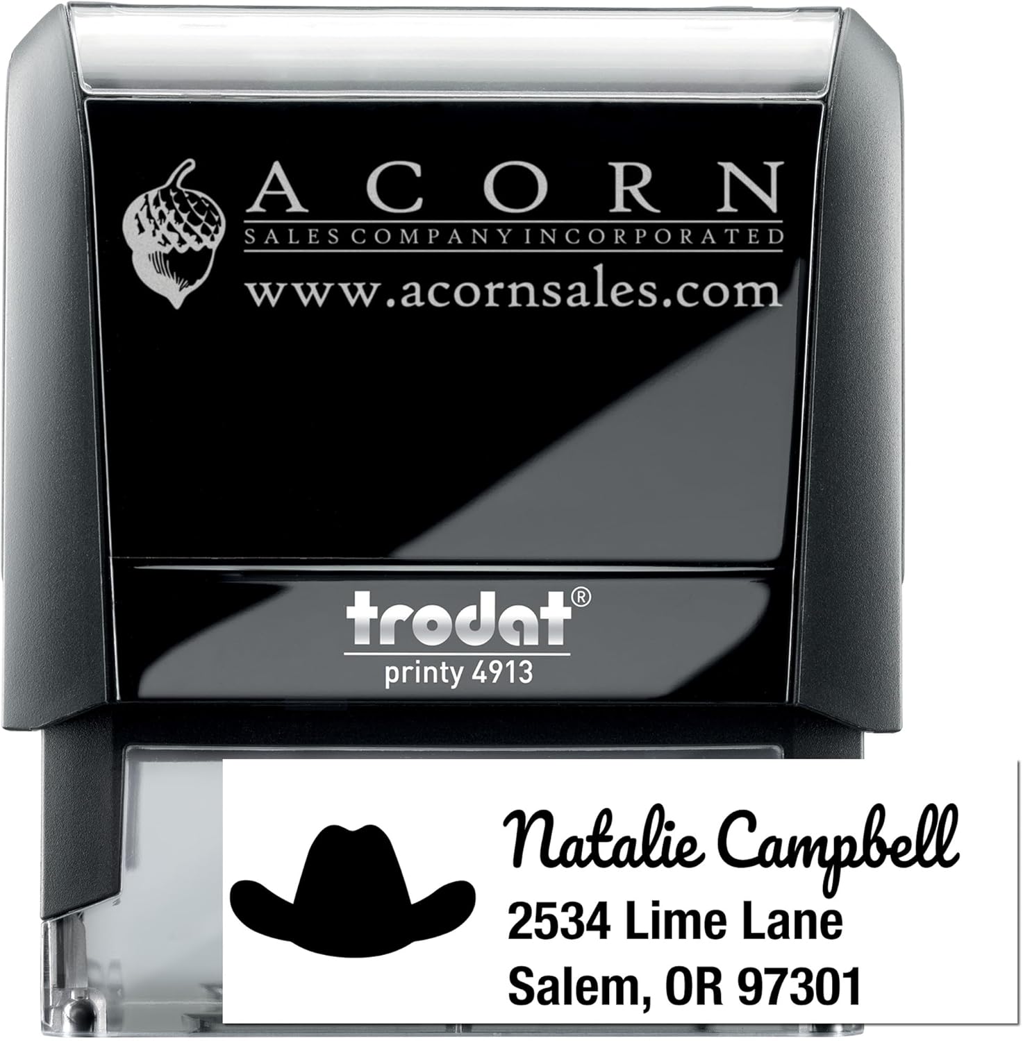 Customizable Self-Inking Name and Address Stamper with Cowboy Hat Horse Design - Ideal for Horse Riding Club Members - Personalized Horse Stamp - Unique Gift for Equestrian Enthusiasts