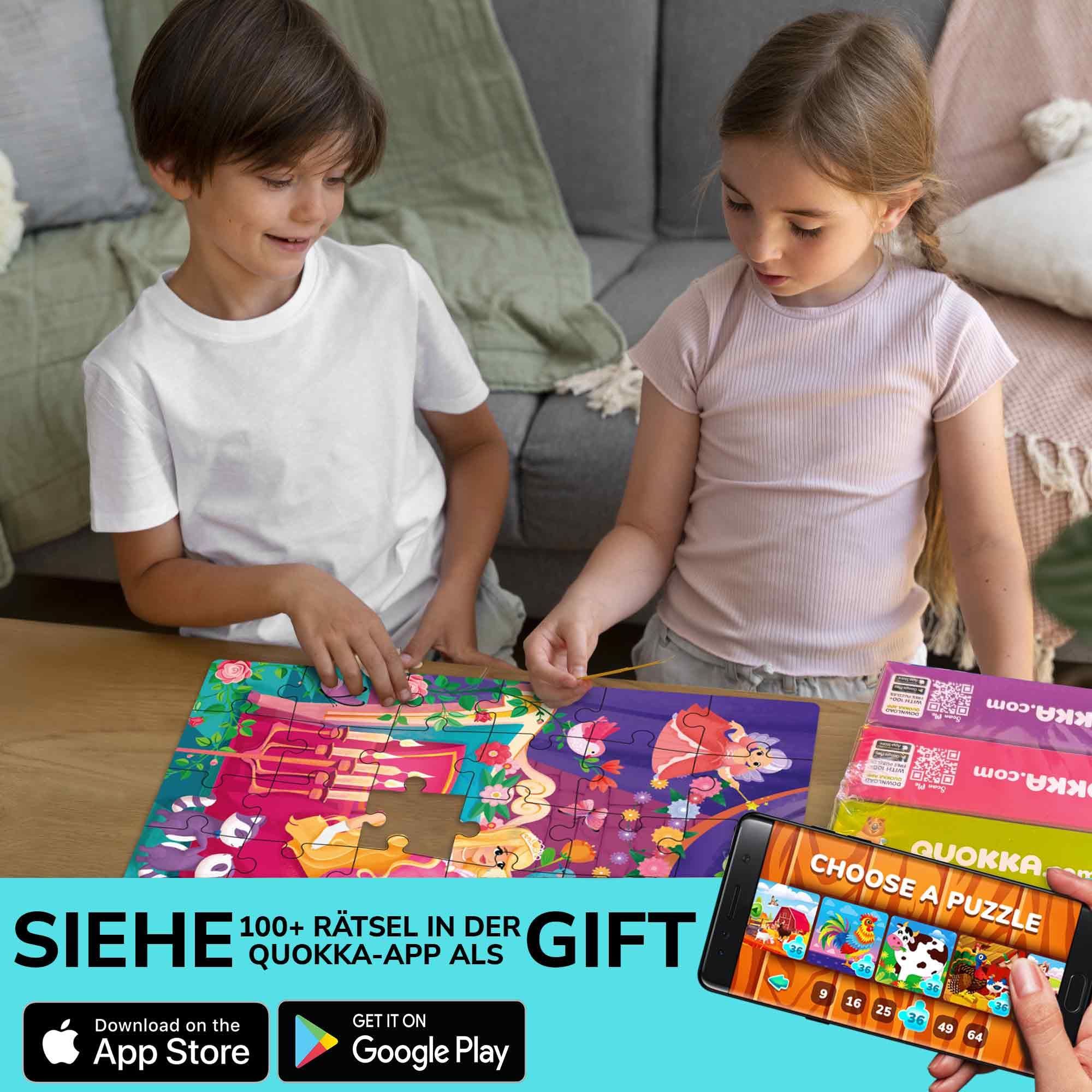 QUOKKA Puzzle ab 4 5 Jahre - 4x60 Teile Puzzle Mädchen ab 5 6 Jahre - Lernspielzeug Märchen für Kleinkinder - Geschenk Spielzeug für Kinder 6 7 8 Jahre