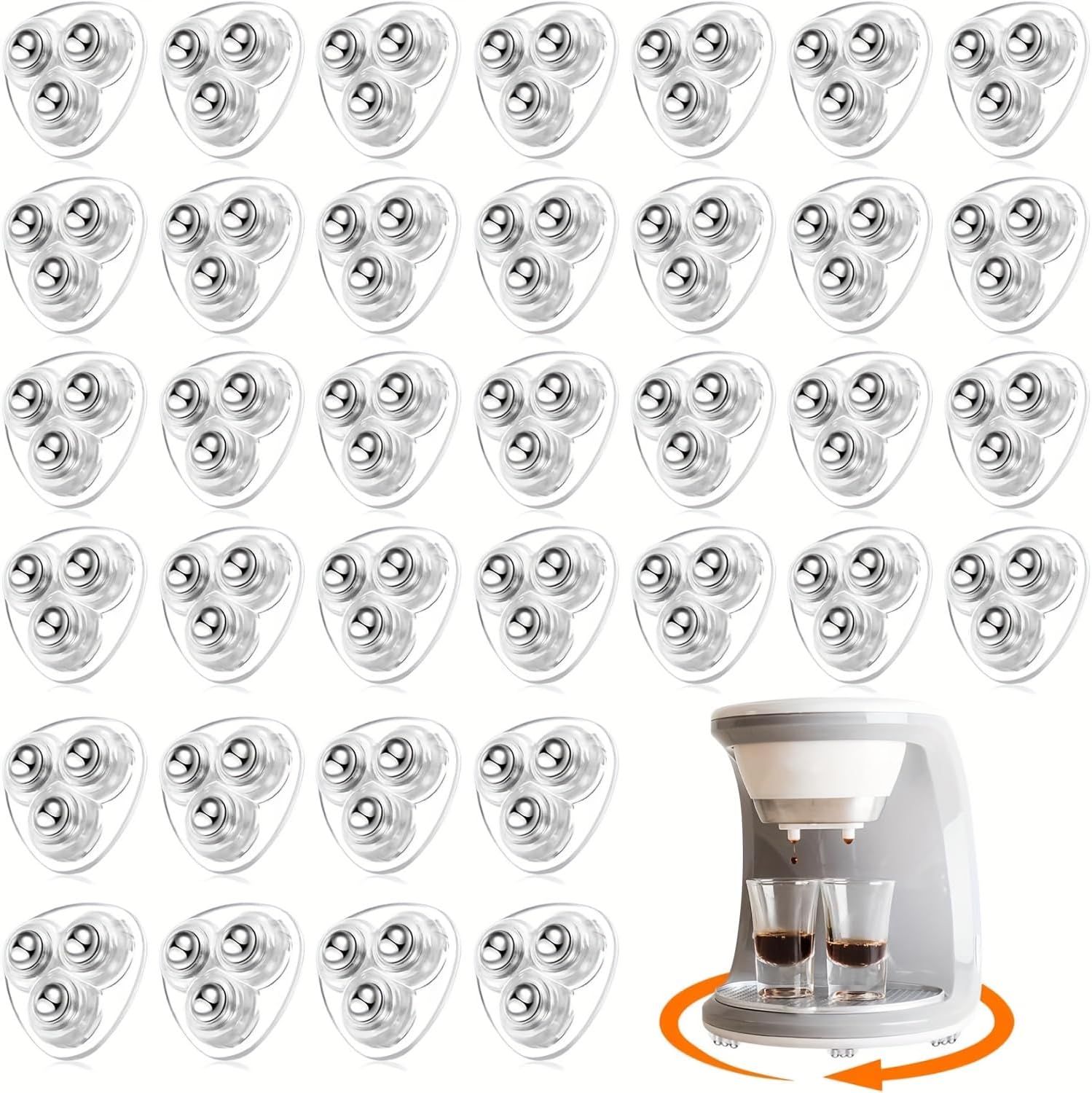 Set of 36 Self-Adhesive Ball Casters, Featuring Mini 360° Swivel Wheels Ideal for Trash Bins, Storage Containers, Furniture, and Small Appliances - Made from Sturdy ABS with Balls (Black)