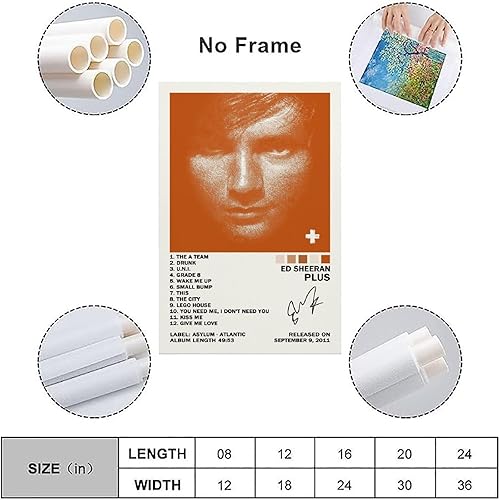 Miniatura 3 de Ed Sheeran Plus - Póster de portada de álbum, lienzo, arte de pared, para sala de estar, dormitorio, pintura de 12 x 18 pulgadas