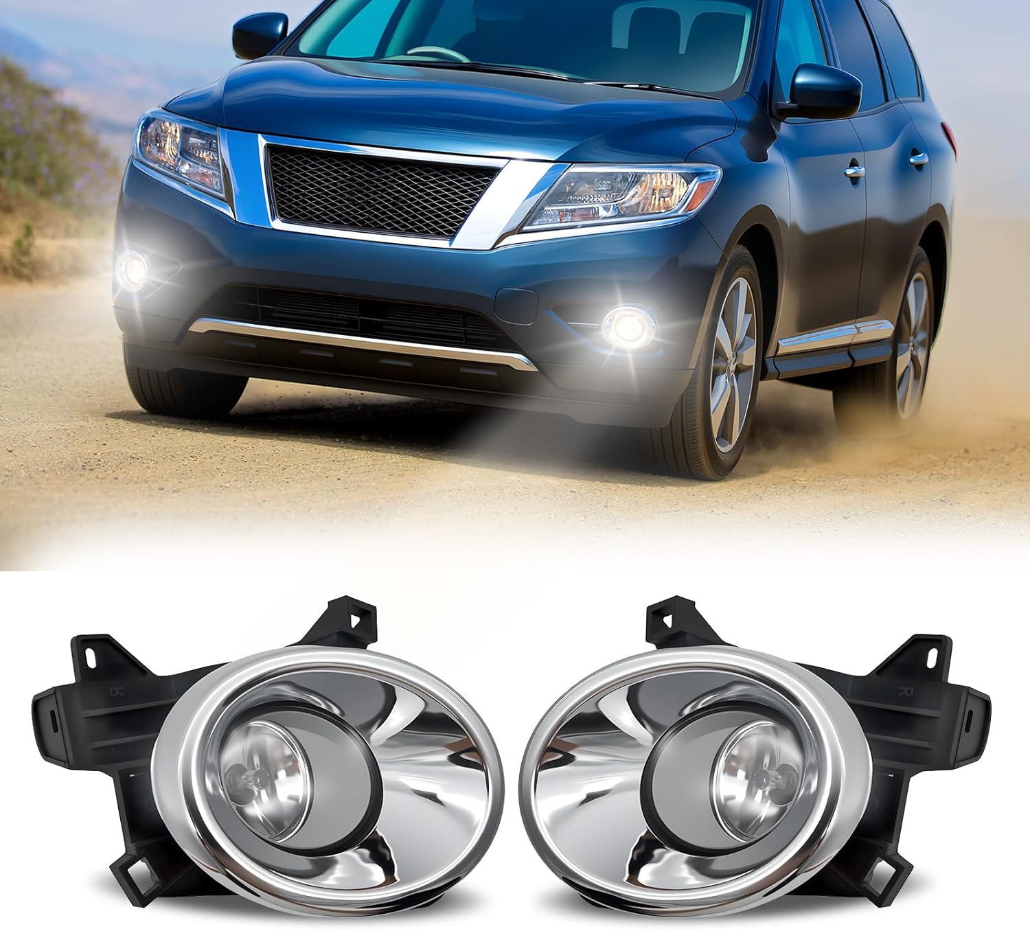 Fog Lights Compatible With 2013-2016 Pathfinder Front Bumper Lights Driving Fog Lamps Halogen Bulbs Left Driver and Right Passenger Side