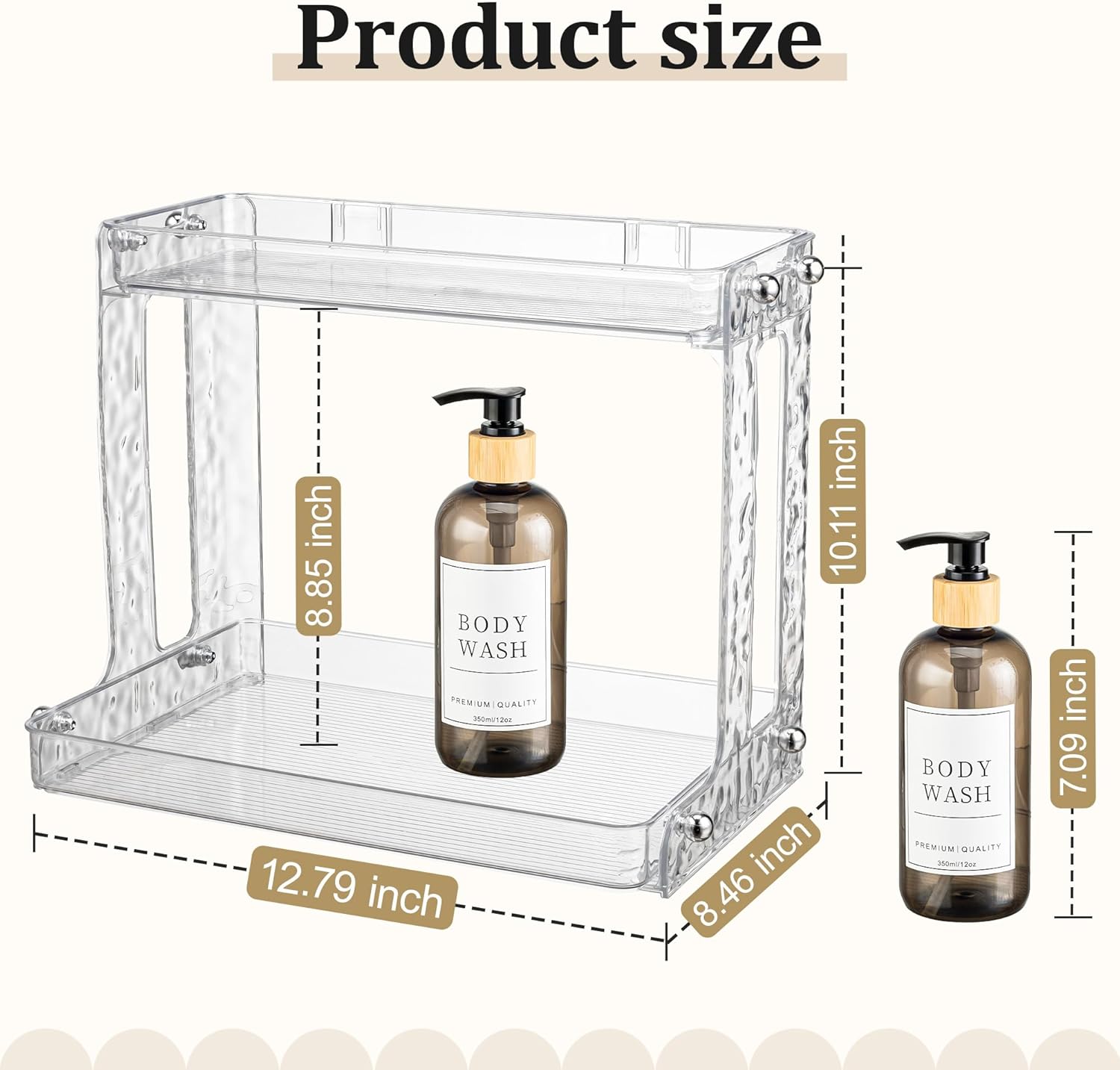 HUXOR Bathroom Countertop Organizer, 2 Tier Makeup Storage Organizer, Skincare Organizers, Clear Acrylic Large Perfume Shelf for Bathroom, Vanity, Bedroom, Living Room, Coffee Bar
