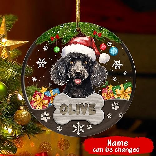 Miniatura 20 de Adorno personalizado de Yorkie para Navidad, adornos personalizados con nombre de mascota, adornos acrílicos para colgar en el árbol de la puerta