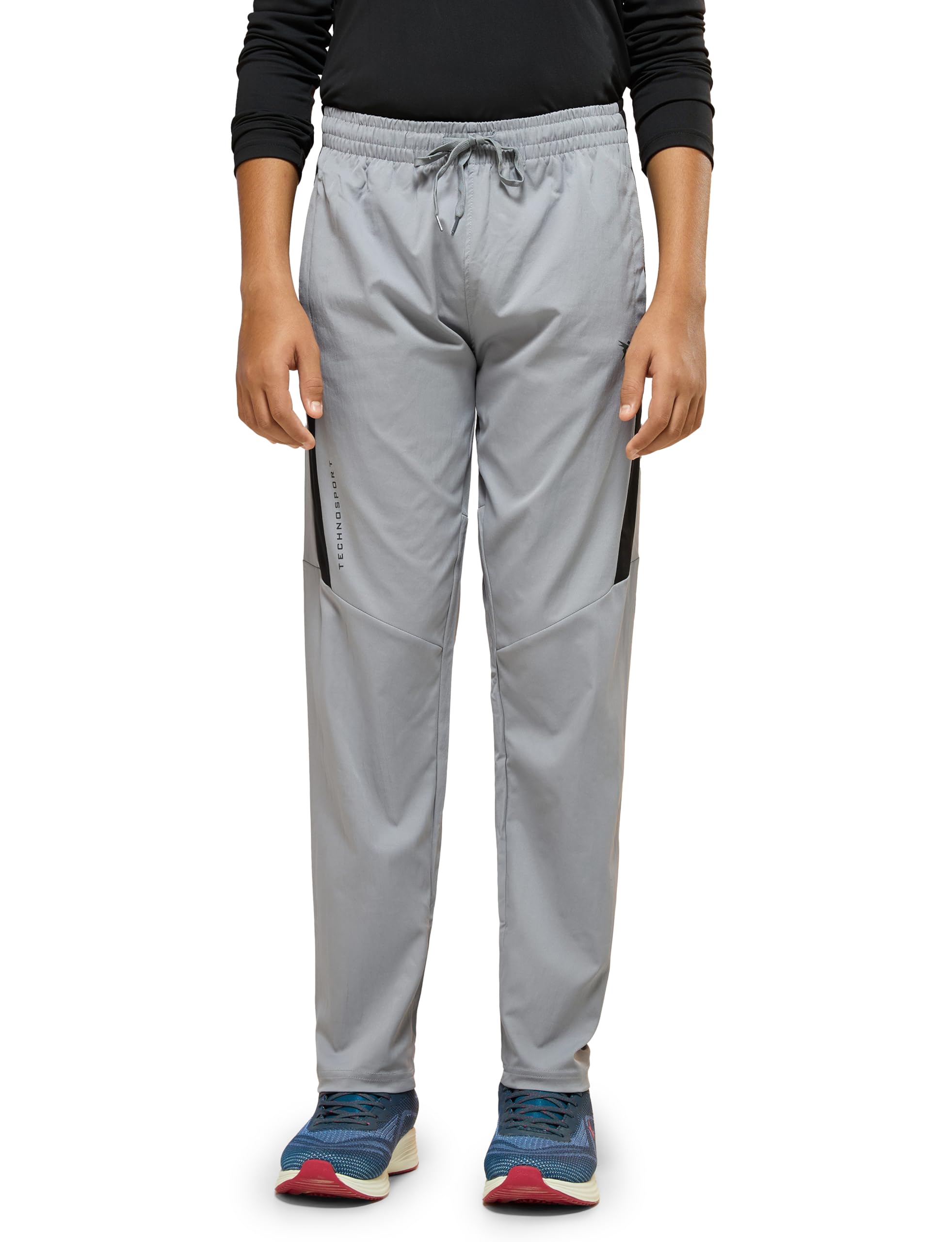 TECHNOSPORT Boys Slim Fit Sports Trackpants Kids Track Pants with TS Flexi Moisture-Wicking Fabric, Cargo Pockets, Drawstring | Track Pants for Boys 8-10 Years-image-1