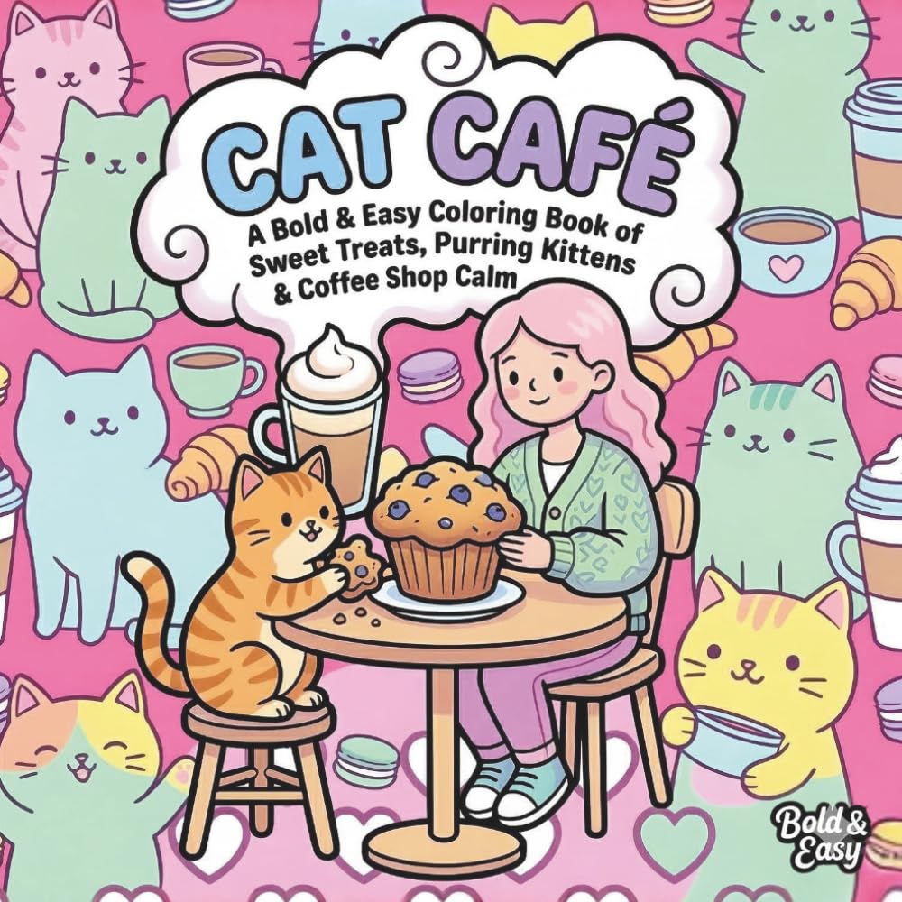 CAT CAFÉ: A Bold & Easy Coloring Book of Sweet Treats, Purring Kittens & Coffee Shop Calm