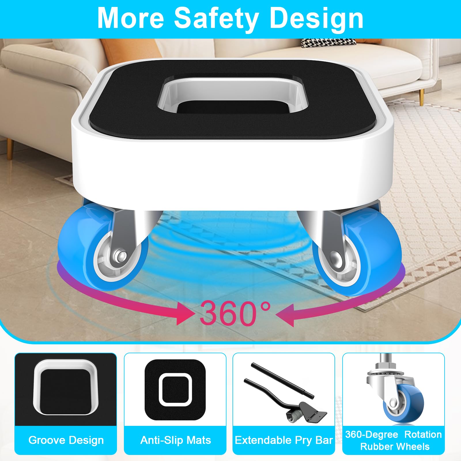 Cursori per mobili, carrello per mobili con ruote girevoli a 360°, traslochi mobili per spostare divani pesanti, letto, capacità di carico fino a 408,2 kg