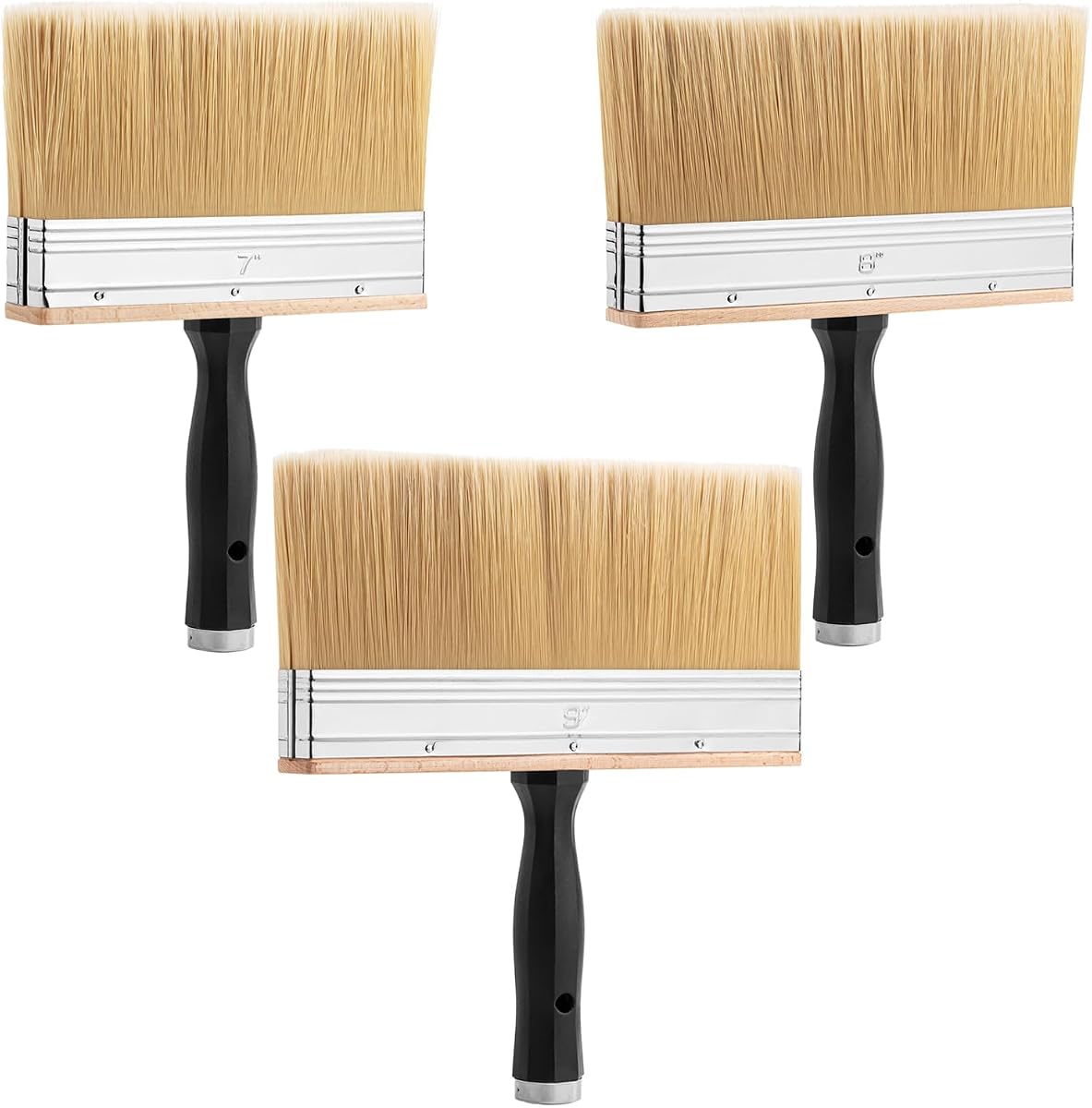 Bates- Deck Stain Brush, 3 Pack, 7'', 8'' and 9", Stain Brushes for Wood, Deck Brush, Large Paint Brushes