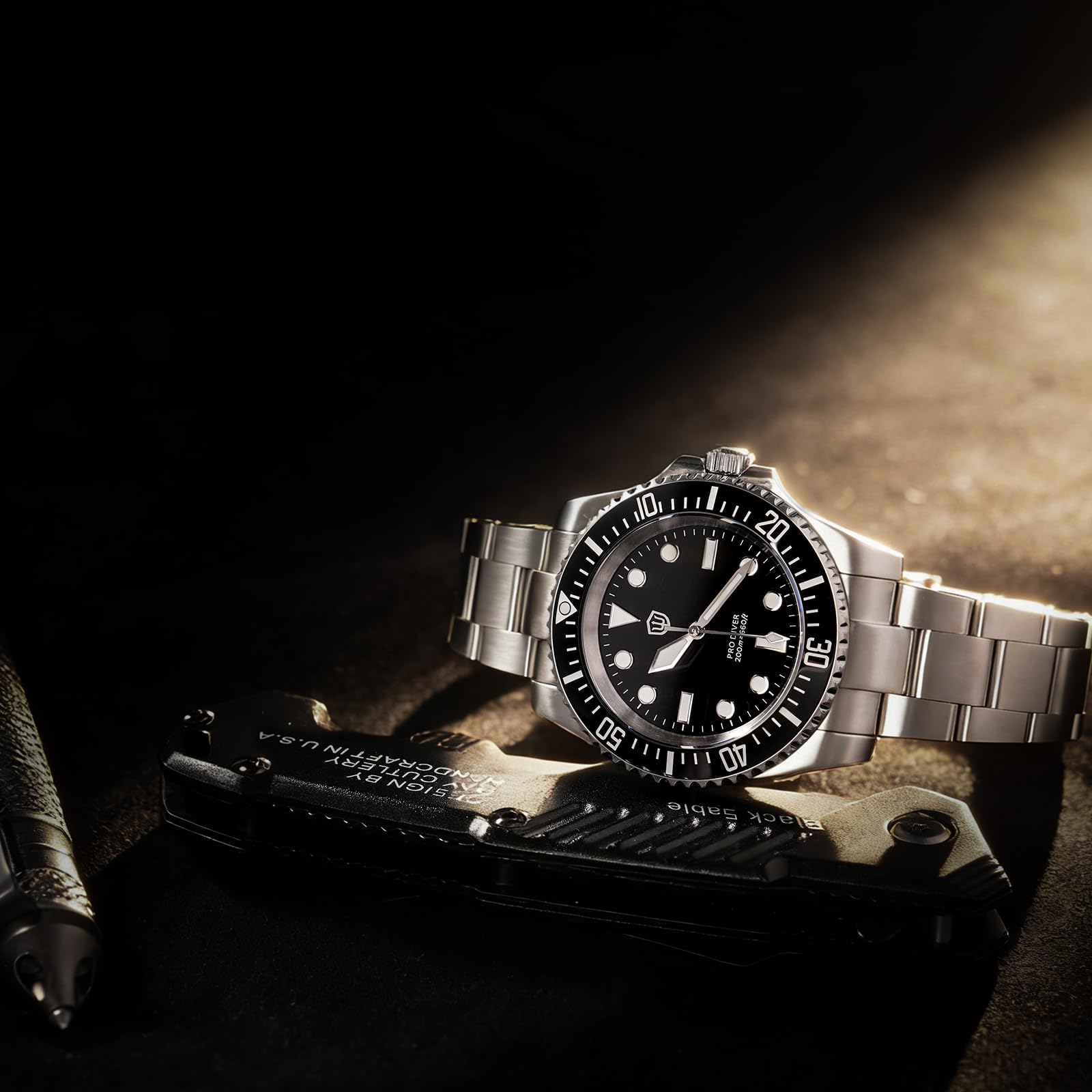 watchdives Professionelle Taucheruhr, WD1680Q V2 Japan VH31 Sweep Second Quarz Armbanduhr 40mm Saphirglas Uhr 200m wasserdichte Leuchtende Analoguhr