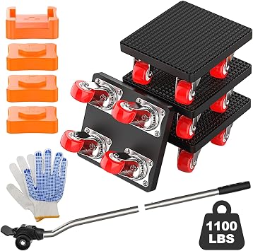 Furniture Dolly, Anti-Slip Heavy Duty Furniture Movers with 360 Rotation Wheels, Dolly Kit Movers Sliders with Furniture Lifter for Moving Appliance,Sofa,Mattresses,Heavy Objects Up to 1100 lbs