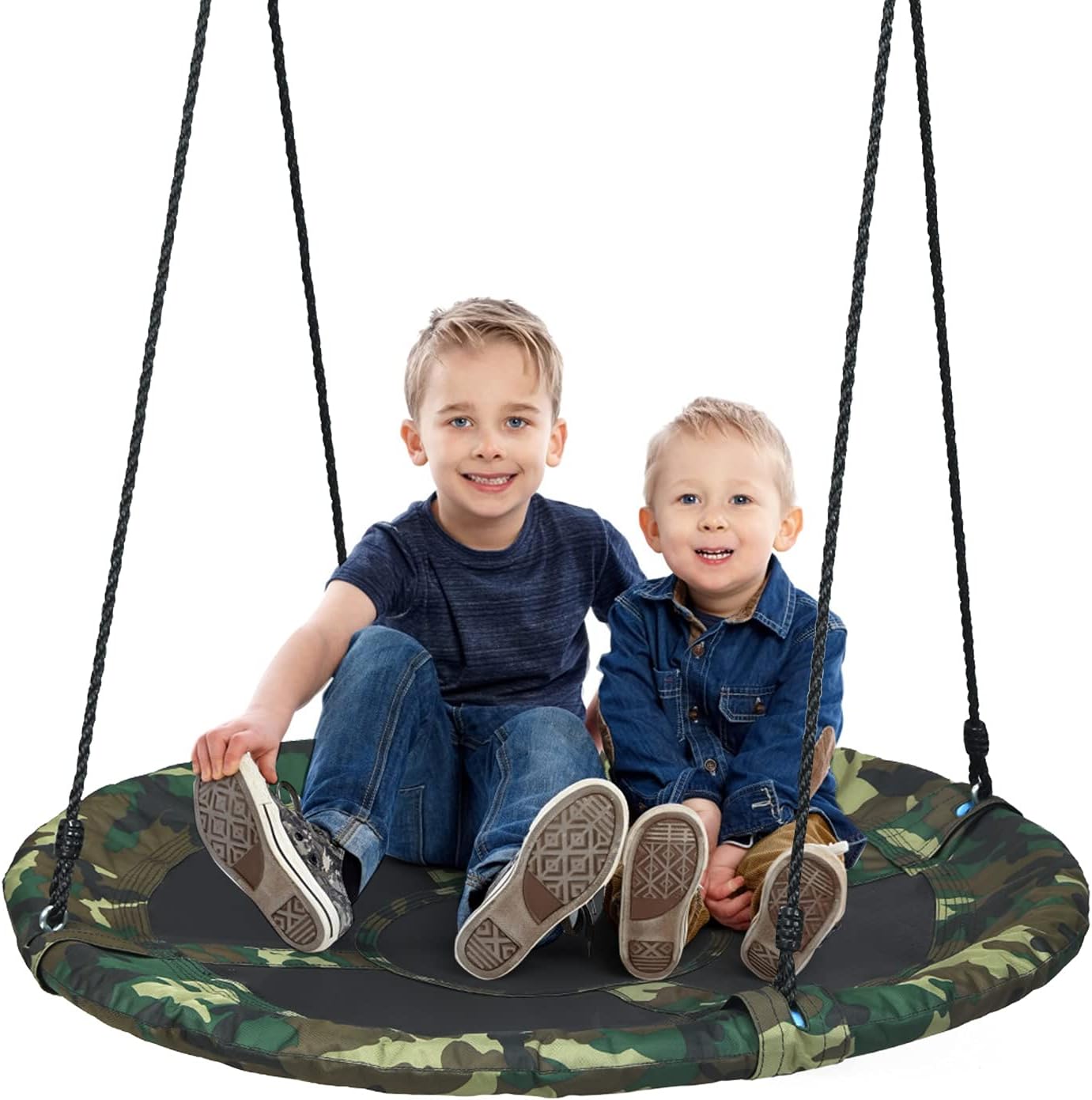 ARLIME 40 Inch Flying Saucer Tree Swing, Round Outdoor Swing with Hanging Straps, Hooks, 330lbs Weight Capacity, Large Tree Swing for Playground, Backyard and Playroom (Camo Green)