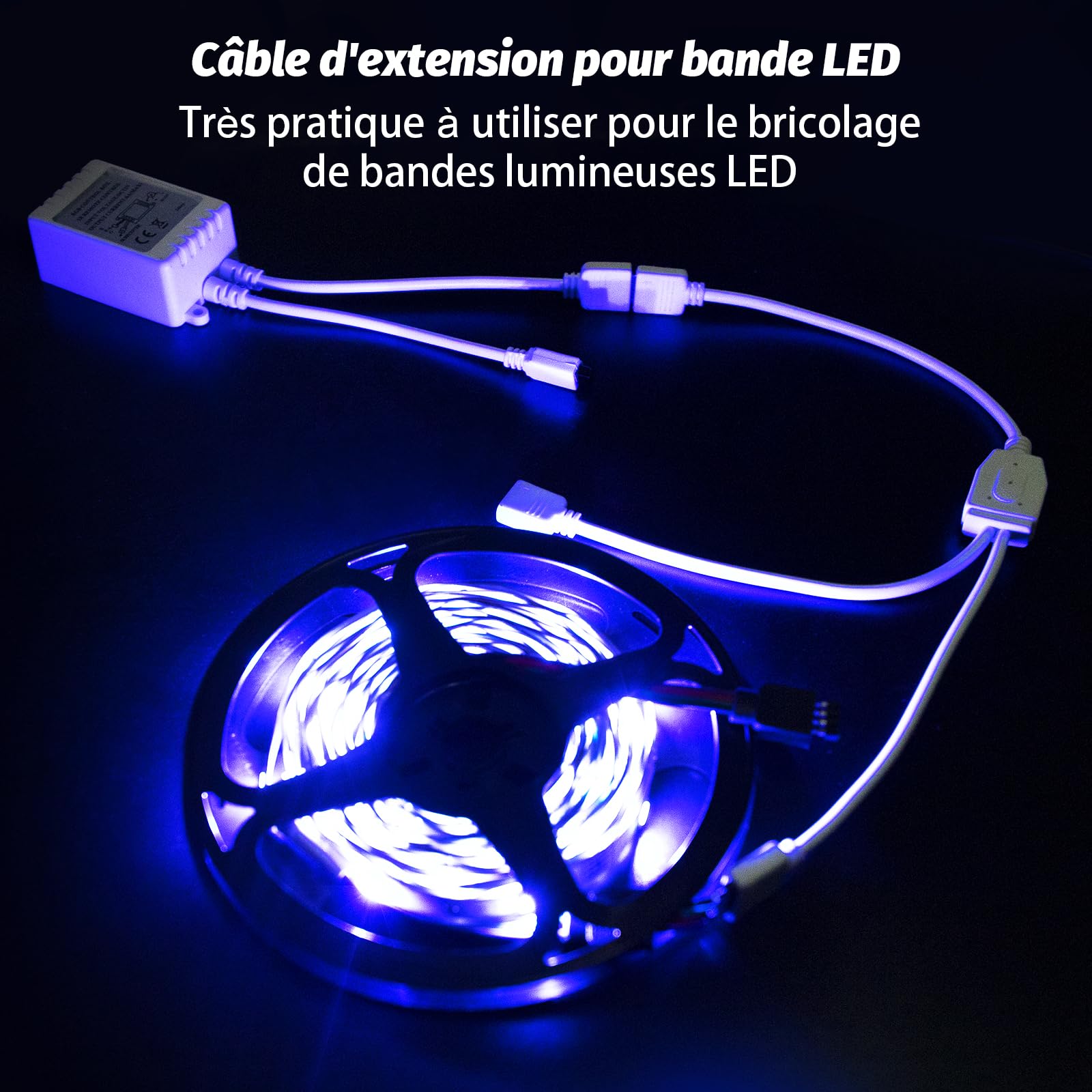REDTRON Kit de connecteurs pour ruban LED 4 Broches Diviseur 1 à 2 Câble Accessoires DIY 5050 3528 2835