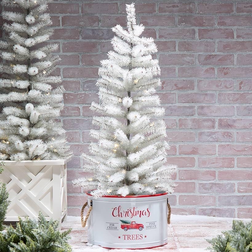 Outdoor Winter Lighted Tinsel Tree - 48"