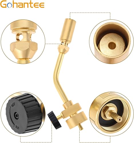 Miniatura 3 de Cabeza de Antorcha de Propano con Llama de Lápiz de Latón, Cabeza de Antorcha de Gas de Soldadura con Versión Mejorada Completa de Latón, Alimentado