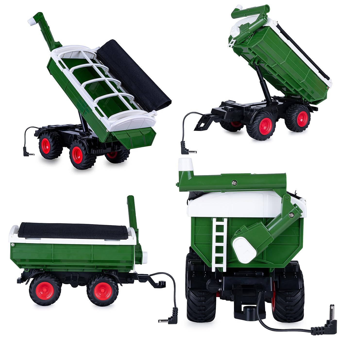 JAMARA 423268 - Carrello di sovraccarico verde per trattore radiocomandato MB-trac 1000 1:24S, accessorio agricolo, regalo per bambini