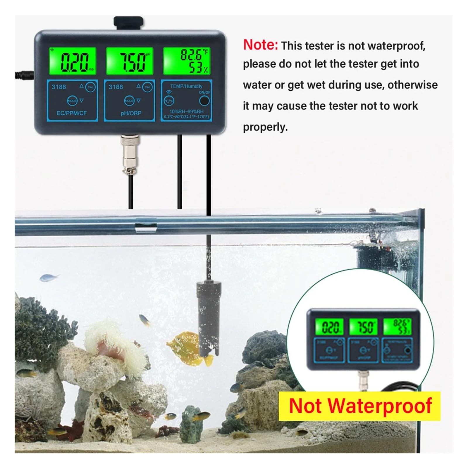 PH mètre WiFi température TDS(ppm) EC ORP, moniteur d'eau, électrode, testeur de qualité de l'eau for Aquariums, piscine hydroponique