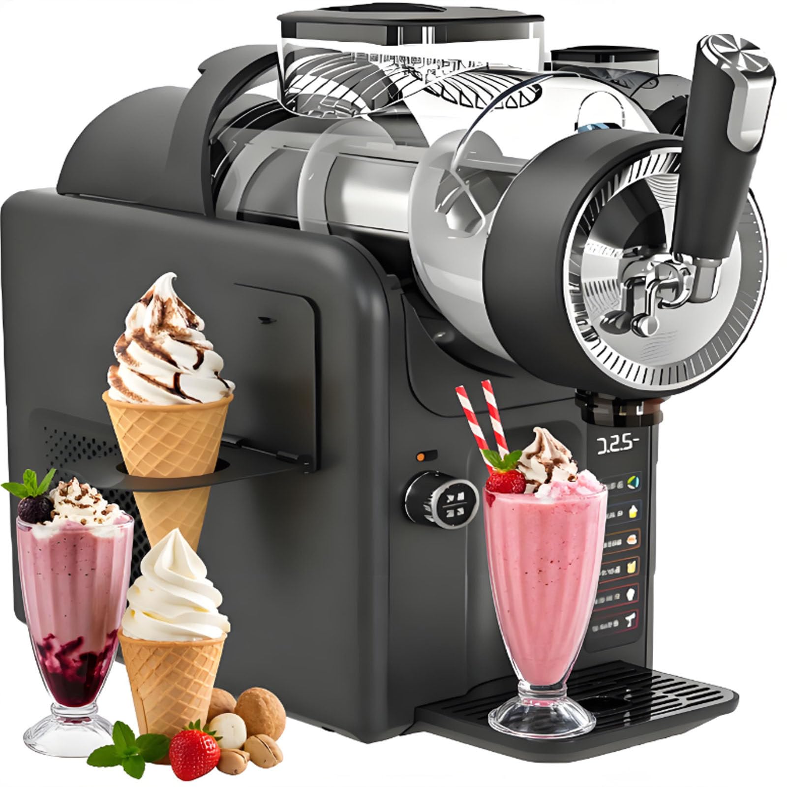 Máquina para Granizados,185 W,Máquina De Bebidas Frías De Sobremesa 5 En 1,Máquina Multifunción para Helados Suaves,con Limpieza Automática,5 Programas Preestablecidos para Batidos Black