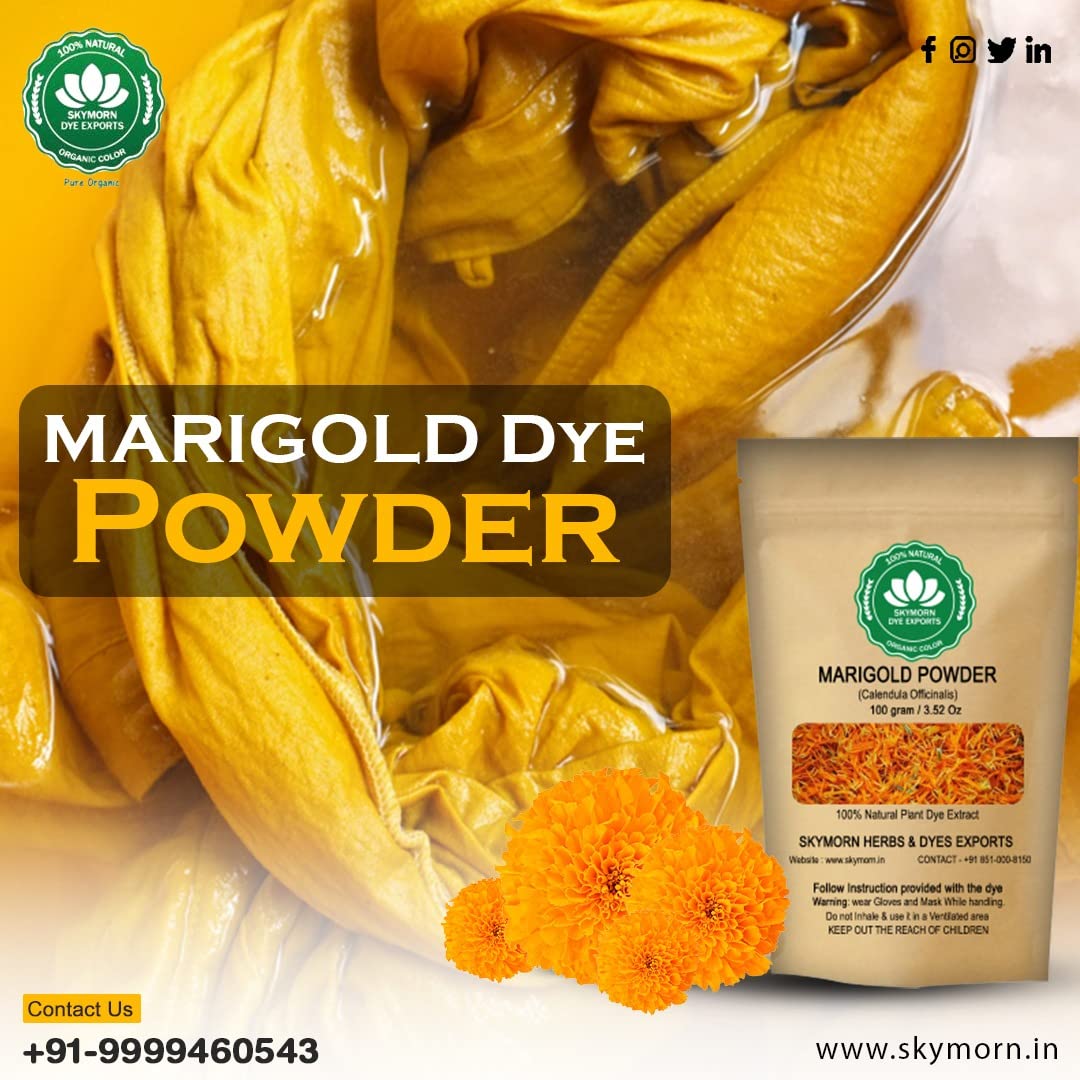 Skymorn PureOrganic Powdered Marigold Natural Colorant|Natural dye for Fabric, Soap & Paper| 50 Gram Pack