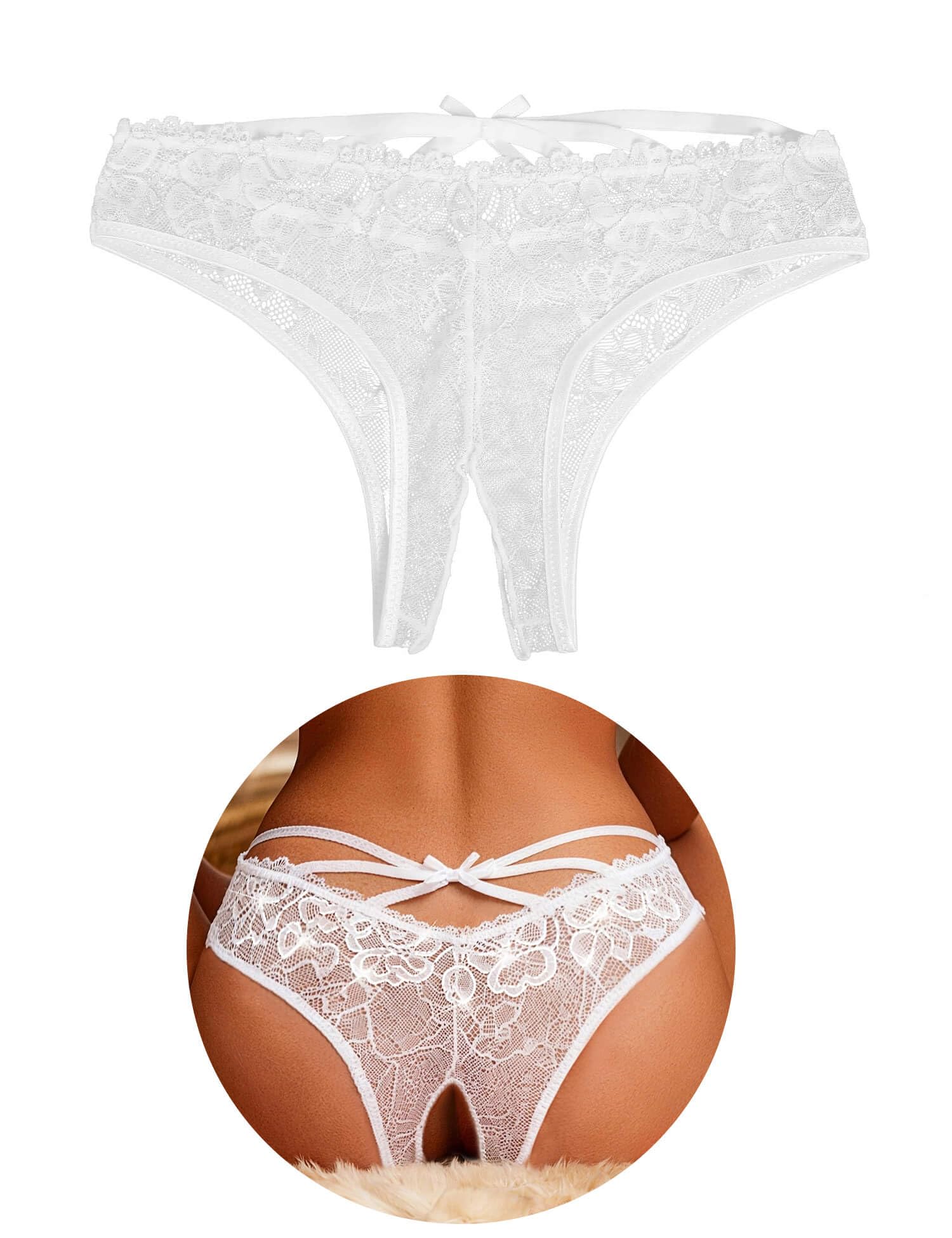 ohyeahlady Slip Ouvert Für Frauen String Große Größen Spitze Dessous Damen Sexy Unterwäsche mit Loch Curvy Höschen Unterhosen im Schritt Offen Hipster Offener Schritt Übergroße Reizwäsche Lila,XXL