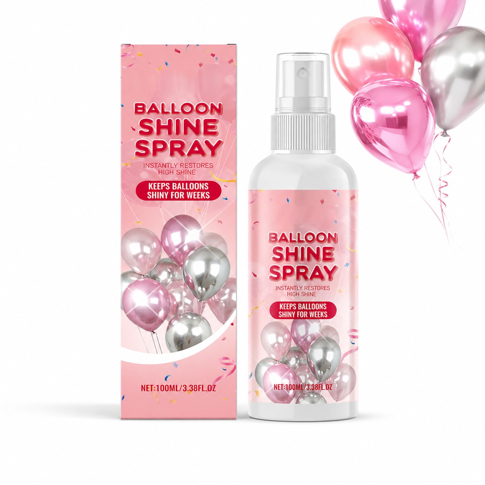 Balloon Shine SprayBalloon Shine Spray, 100ml High-Gloss Latex Balloon Glitter Spray, Long-Lasting Waterproof Shine Finish, Perfect for Weddings, Birthdays, Christmas & Parties
