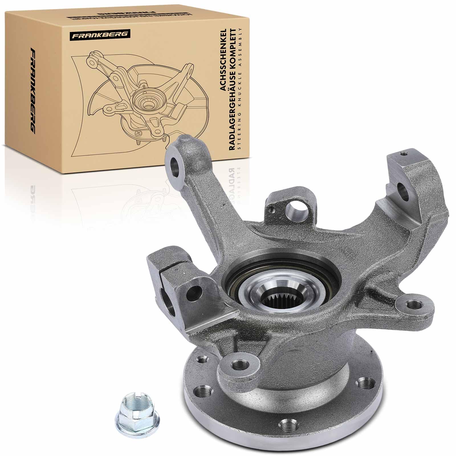 Frankberg Boîtier de roulement de roue de fusée de direction avant gauche | Compatible avec: Movano plateau/châssis X70, Camion-benne Movano H9, Plateau Master II/châssis ED/HD/UD, Master II Bus JD