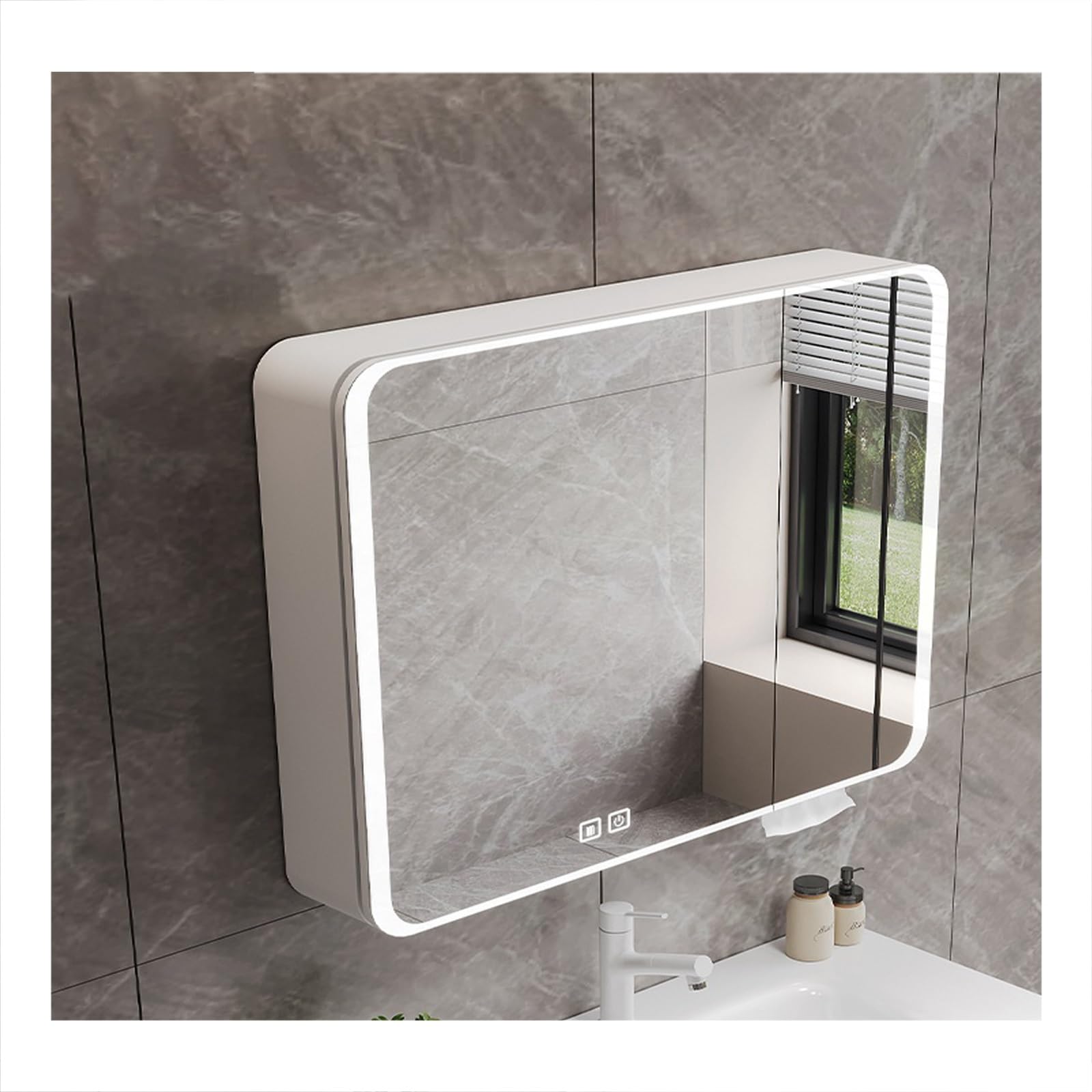 FLYIODFCXV bathroom mirror cabinet, Large Storage Capacity, Smart Touch, Defogging Design, Suitable for Multiple Scenarios(White,70cm/27.5in)