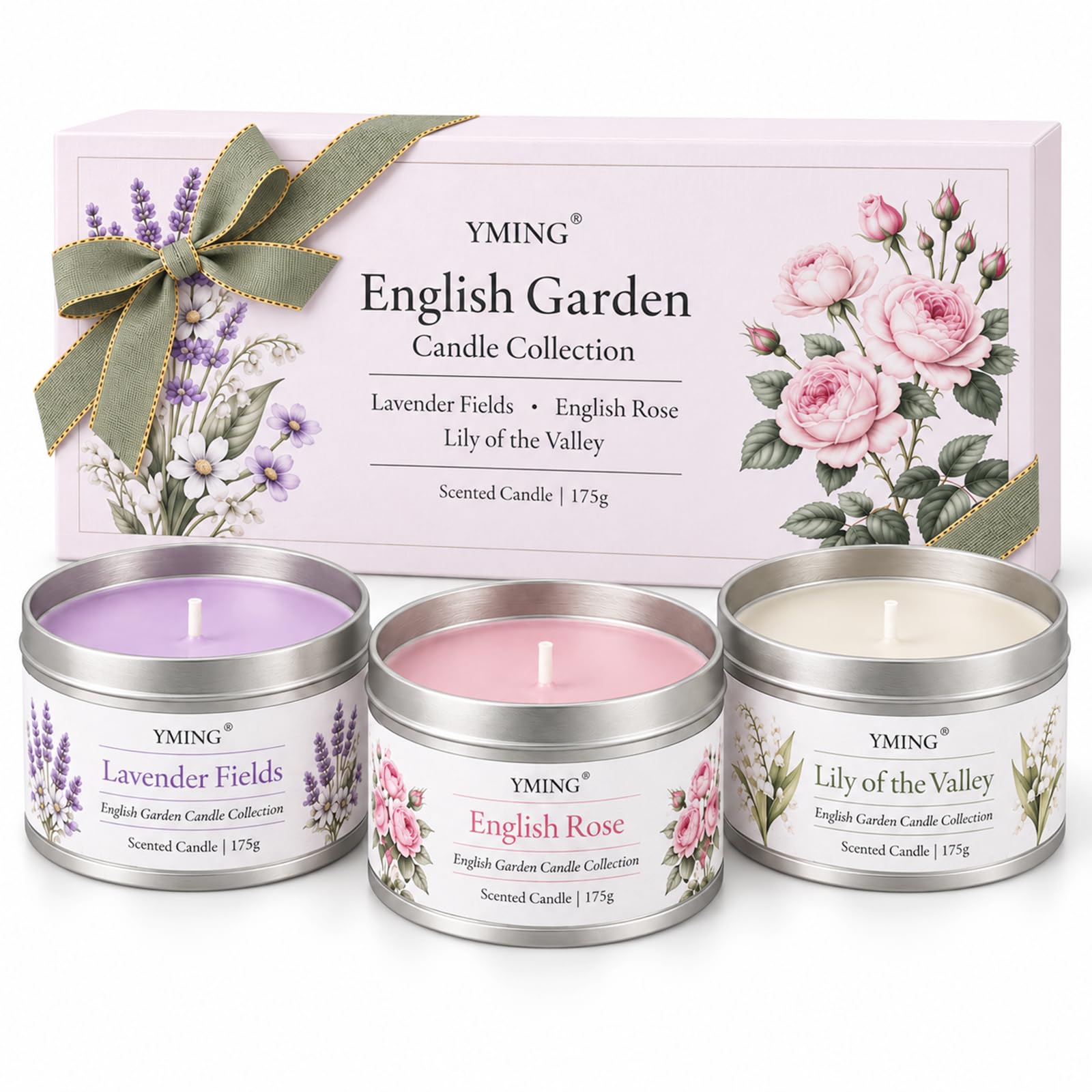 YMing Scented Candle Gift Set, 3 Pack Large 6.2oz Soy Wax Candles