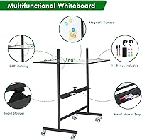 Vista 4 de maxtek - Pizarra blanca magnética ajustable de altura ajustable y marcadores magnéticos de borrado en seco de punta fina, marcadores de pizarra