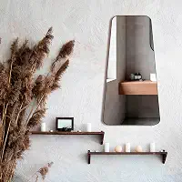 Espelho do Pinterest Corpo Inteiro de chão Borda em Couro 3cm Grande 60x110cm - Mod. Tetris (Preto)