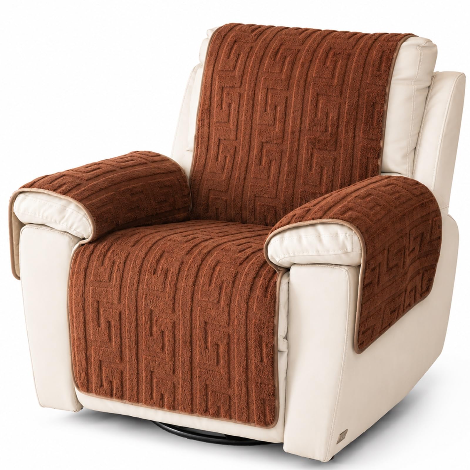 GZGLZDQ Recliner Chair Cover Non-slip, Armchair Cover Pet-safe Washable, Recliner Sofa Covers in Short Plush, Breathable Armchair Cover for Single Chairs Recliners Armchairs(A-dark chestnut)
