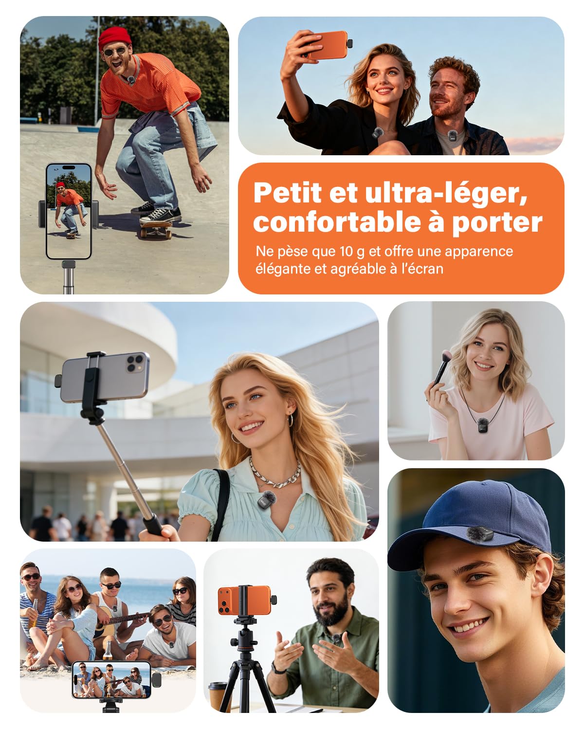 Newmight Micro Cravate sans Fil, Micro sans Fil avec Fixation Magnétique, Plug & Play, Réduction De Bruit,30M Portée, Compatible iPhone/Android/PC pour Youtube Podcast Vlog