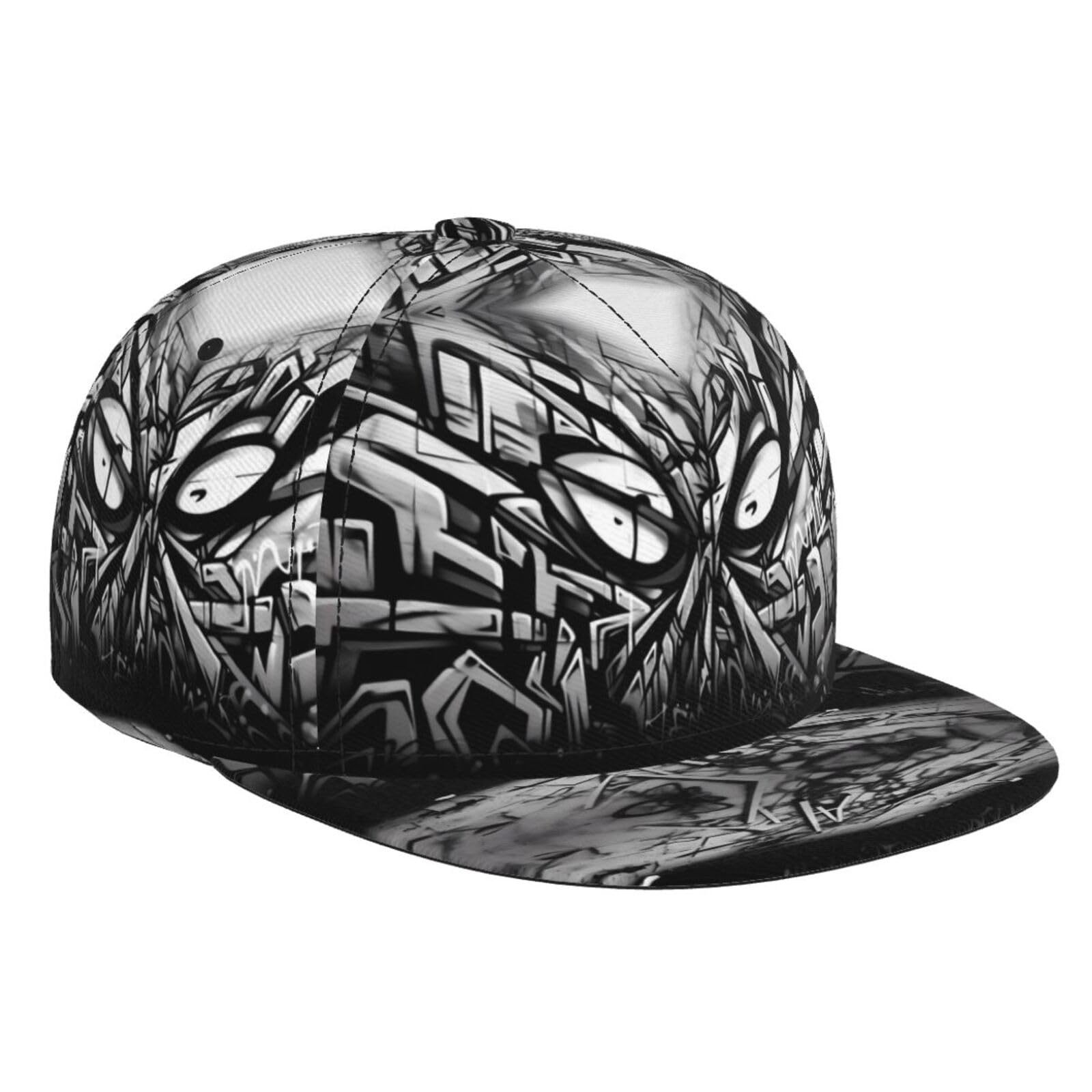 WZYWHJ Stylish Flat-Brim Baseball Cap Art Graffiti Wall Printing Moisture-Wicking and Breathable Suitable for Daily use Sports and Travel Black