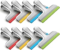 HOUSEAGAIN 8-Pack Silicone-Covered Stainless Steel Chip Bag Clips - No Sharp Edges, Color-Coded Airtight Seals for Kitchen Food Bags, 3 Inch Heavy Duty