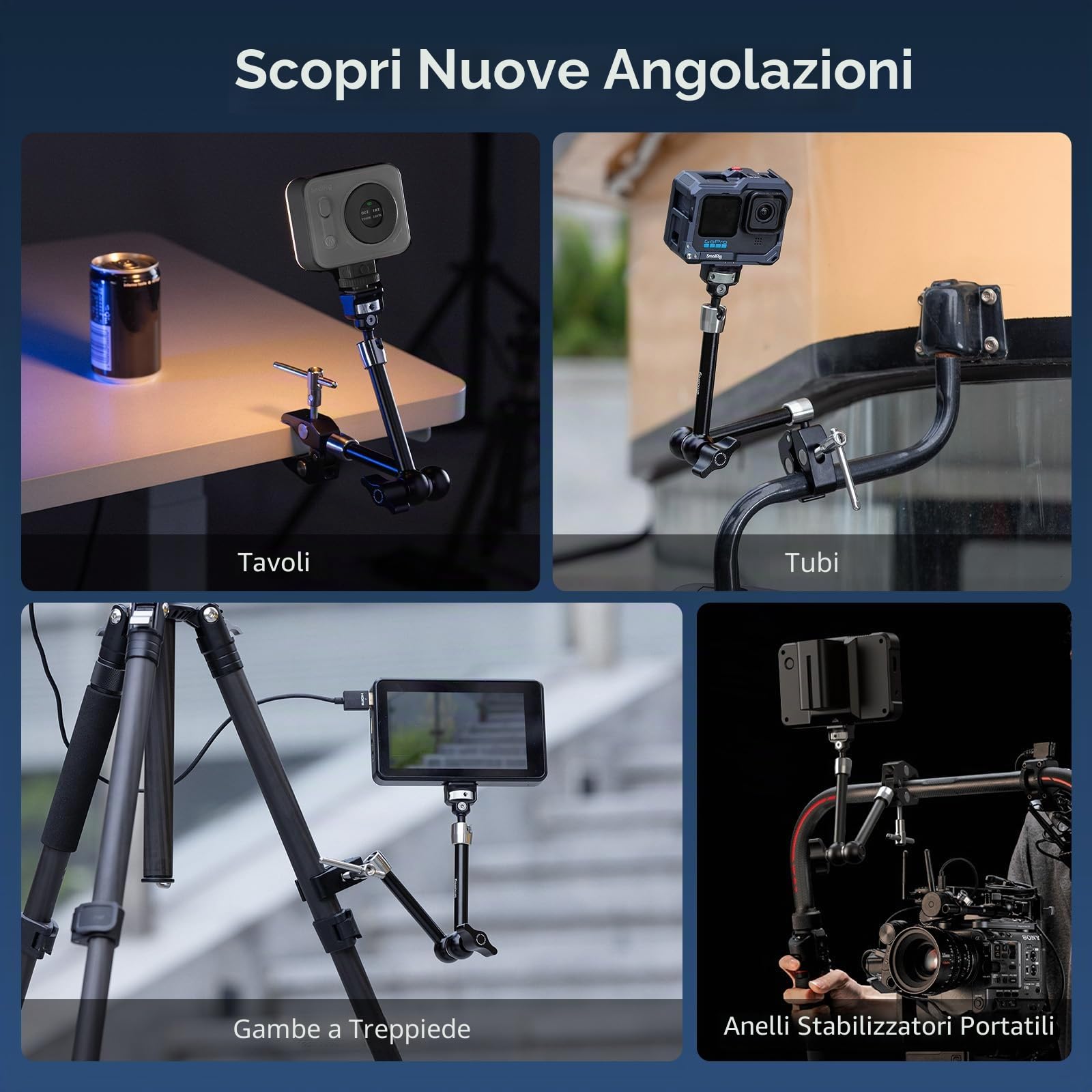 SMALLRIG Magic Arm 11" con Morsetto Granchio-5311
