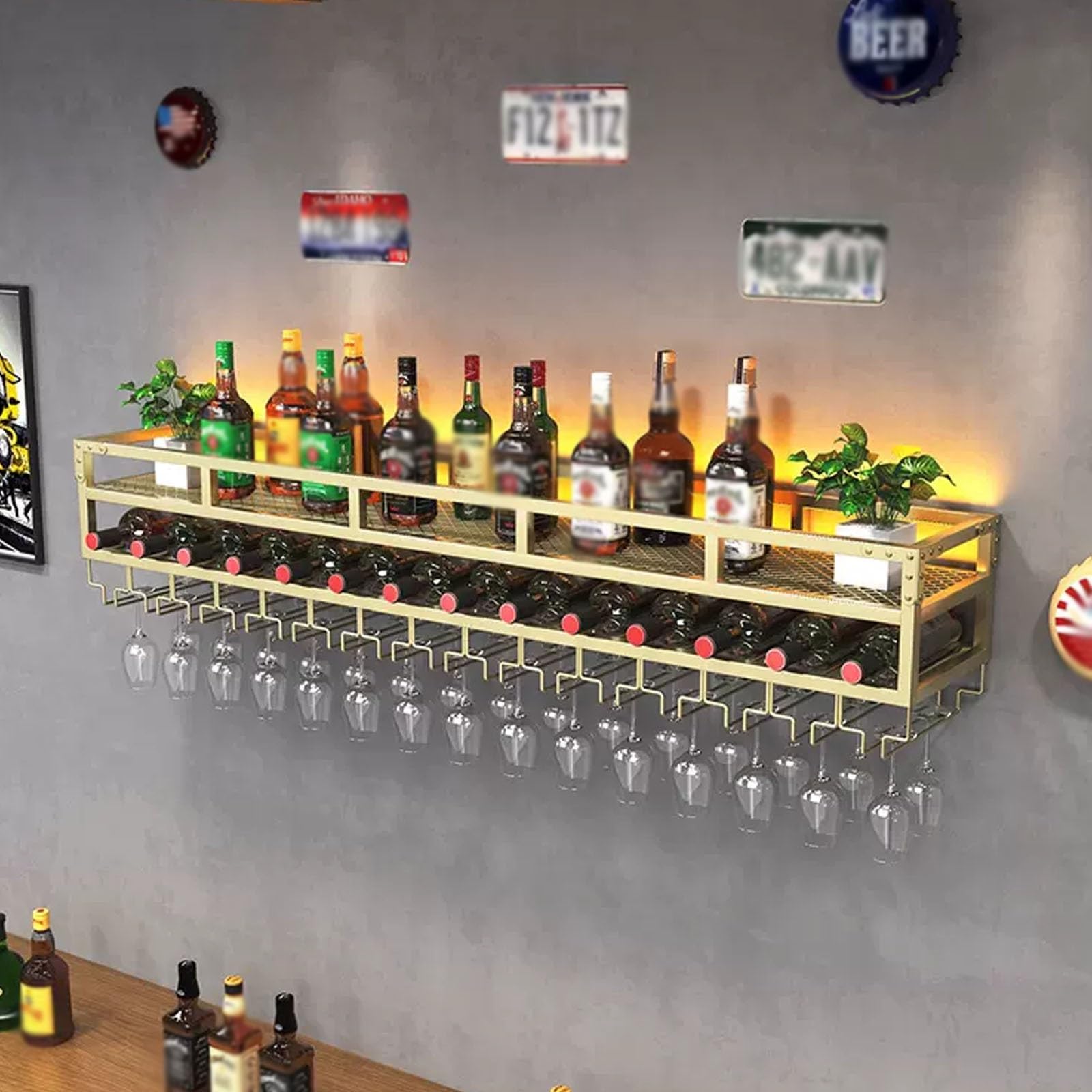 Porte-verre à vin de bar moderne suspendu pour gagner de la place sur le comptoir
