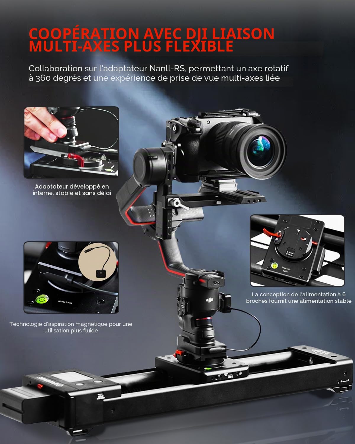 IFOOTAGE Shark Slider Nano II-660(66cm) Curseur de Caméra Motorisé,Contrôle par Écran Tactile Mobile App/IPS,Enregistrement Panoramique à 360°,Extrêmement Silencieux,Capacité de Charge Jusqu'à 3,5kg