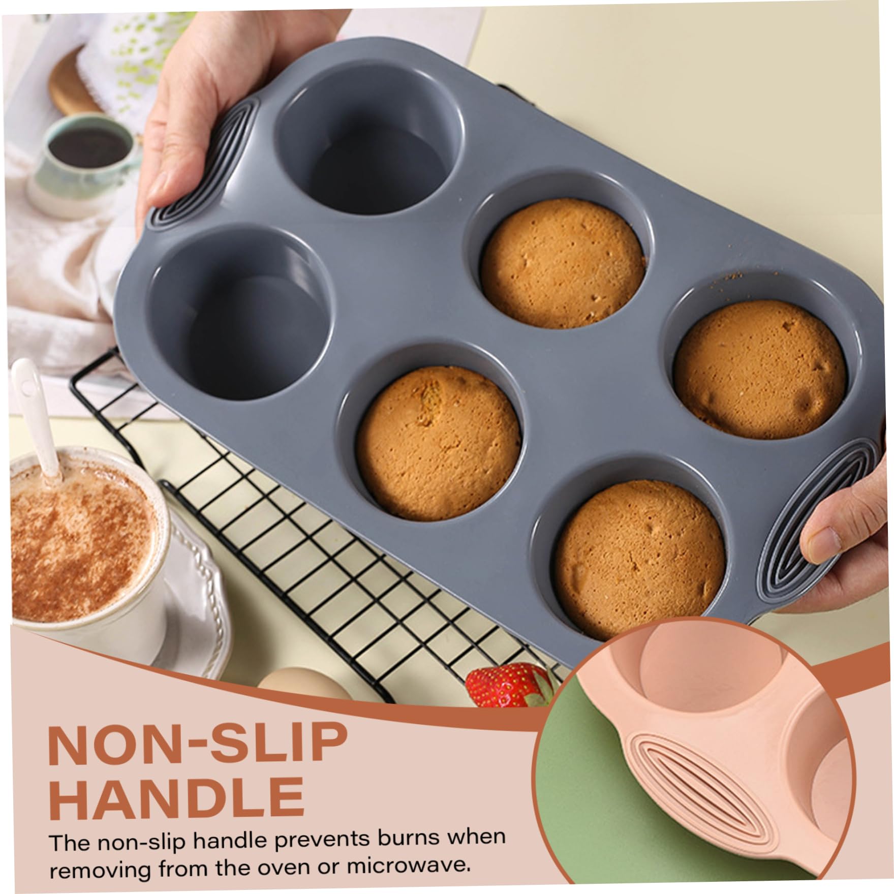 Gcroet 3 moldes de silicona para muffins, 6 cavidades, 2, 7 moldes para magdalenas de silicona de grado alimenticio, para magdalenas antiadherentes y resistentes al calor, utensilios para hornear ..