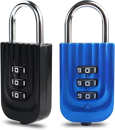 Miniatura 8 de Cerradura de casillero de gimnasio con código, cerradura de combinación pequeña para casillero, candado de combinación de 3 dígitos, candado Negro +