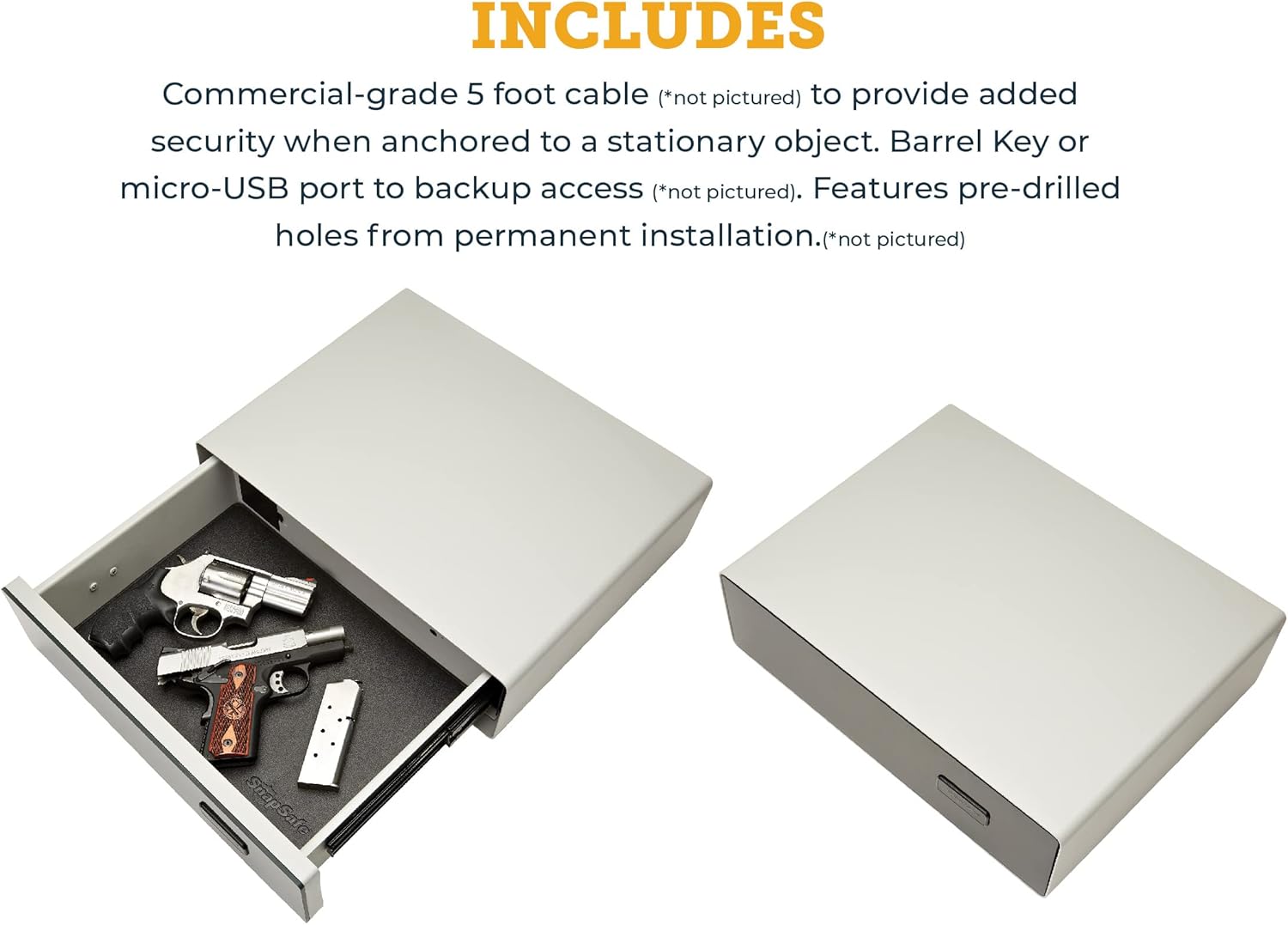 SnapSafe GlideVault Keypad Gun Safe, 75404 – Handgun Vault Safe with Tempered Glass Touchpad Entry to Secure Your Firearms and Valuables – 16 Gauge Steel Housing with Spring Assisted Slide Out Drawer